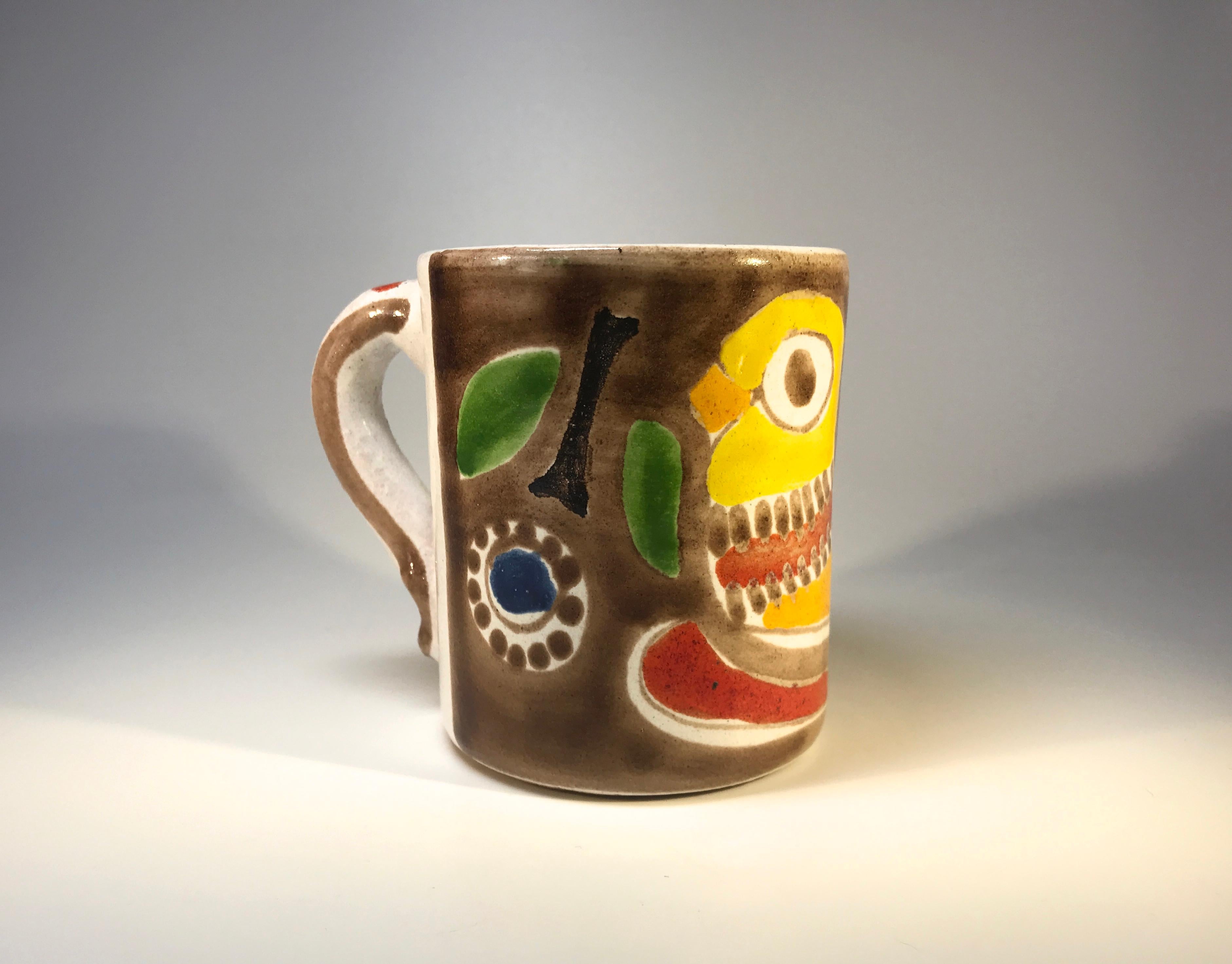 Hand-Painted DeSimone of Italy, Hand Painted Chirpy Bird Ceramic Mid-Century Coffee Mug c1960