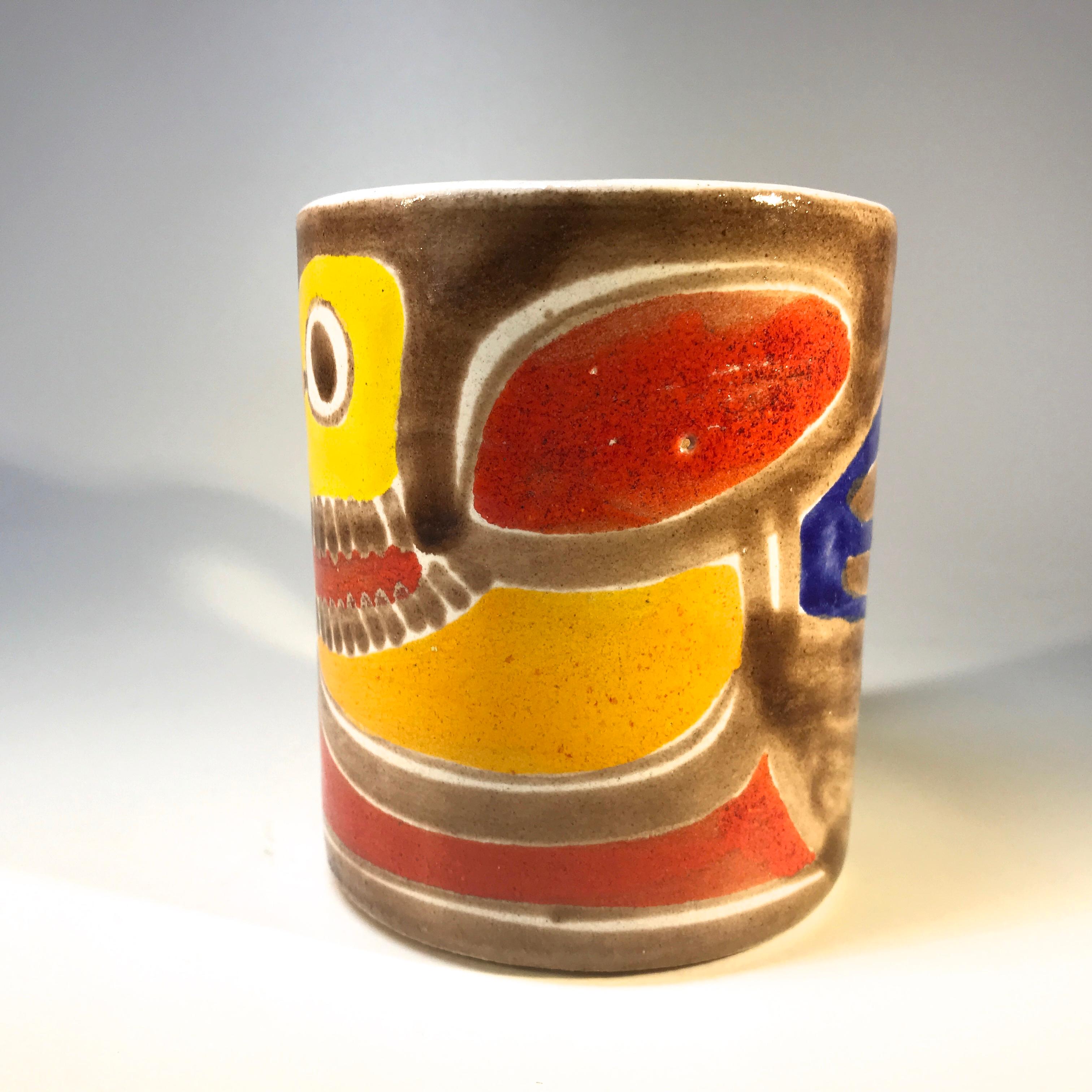DeSimone of Italy, Hand Painted Chirpy Bird Ceramic Midcentury Coffee Mug, c1960 3
