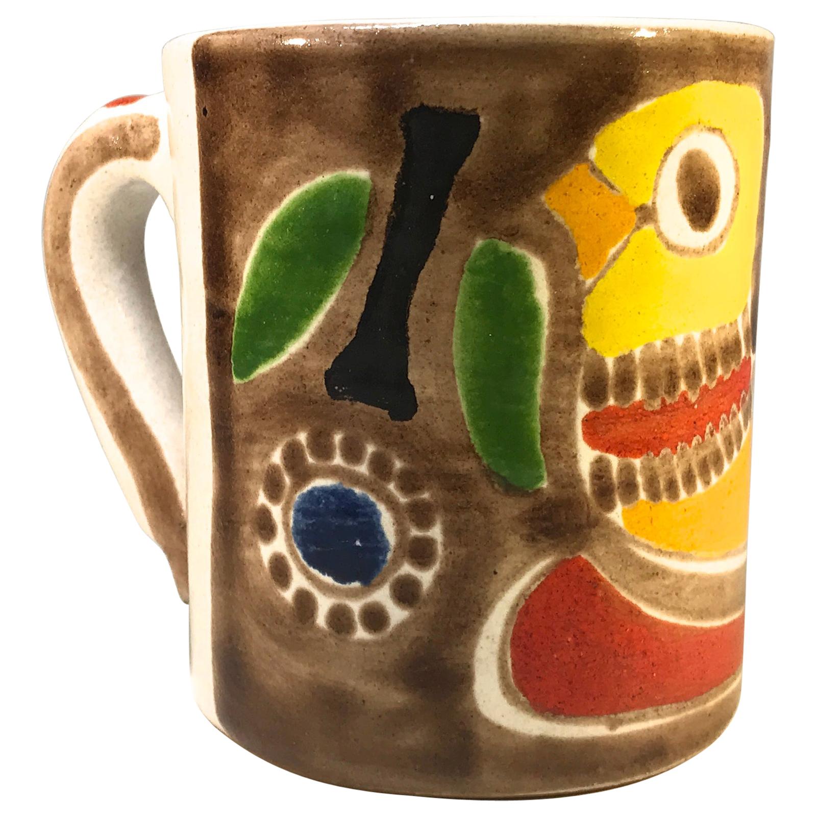 DeSimone of Italy, Hand Painted Chirpy Bird Ceramic Midcentury Coffee Mug, c1960