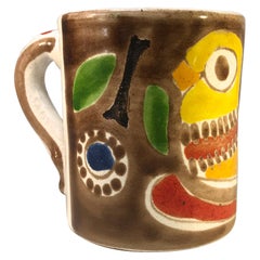 DeSimone of Italy, Hand Painted Chirpy Bird Ceramic Mid-Century Coffee Mug c1960