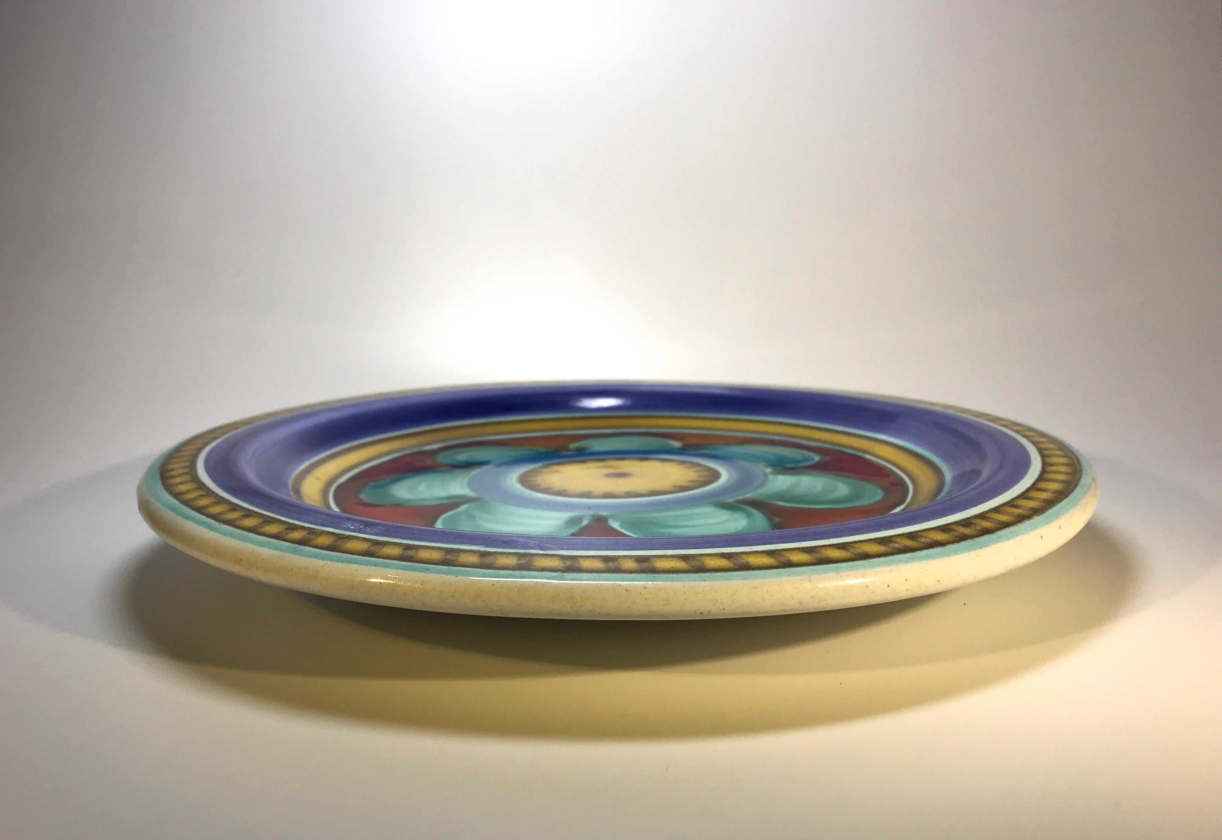 Italian DeSimone of Italy, Hand Painted Colorful Ceramic Plate, 1960s For Sale