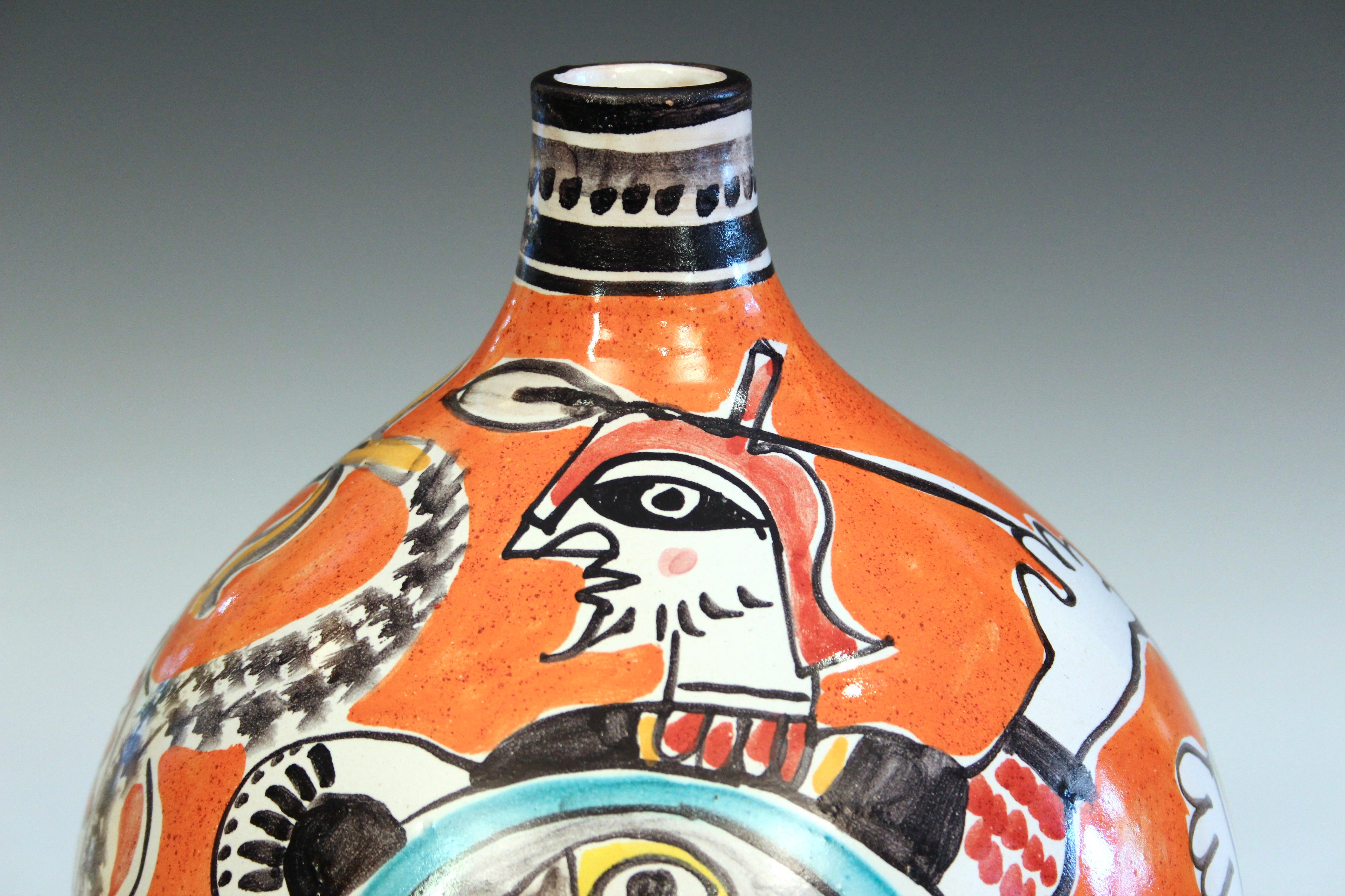 DeSimone Pottery Vase Pirate Warrior Italian Raymor Picasso Style 1