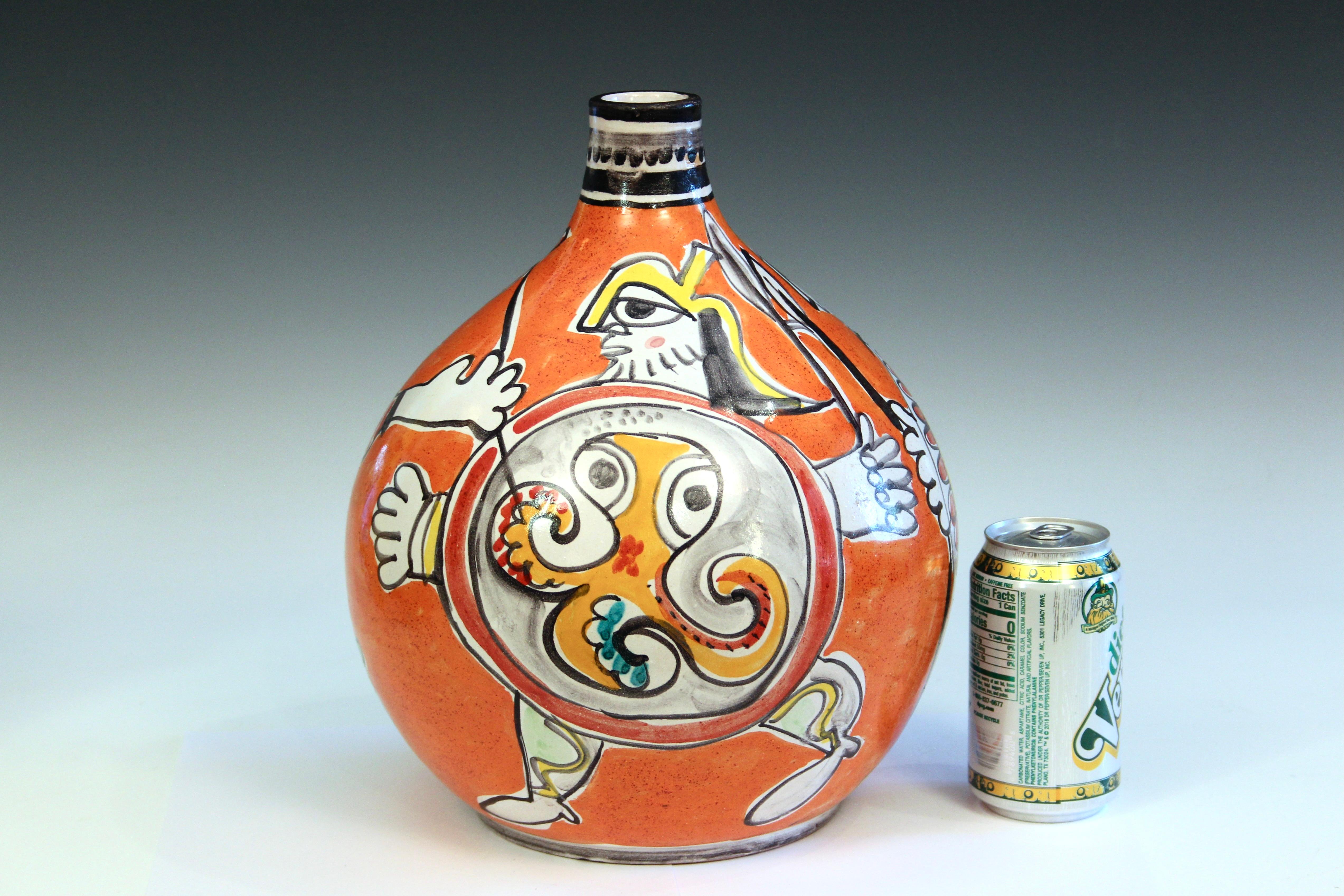 DeSimone Pottery Vase Pirate Warrior Italian Raymor Picasso Style 3