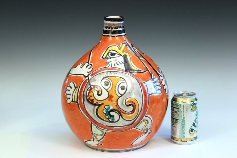 DeSimone Pottery Vase Pirate Warrior Italian Raymor Picasso Style For Sale 3