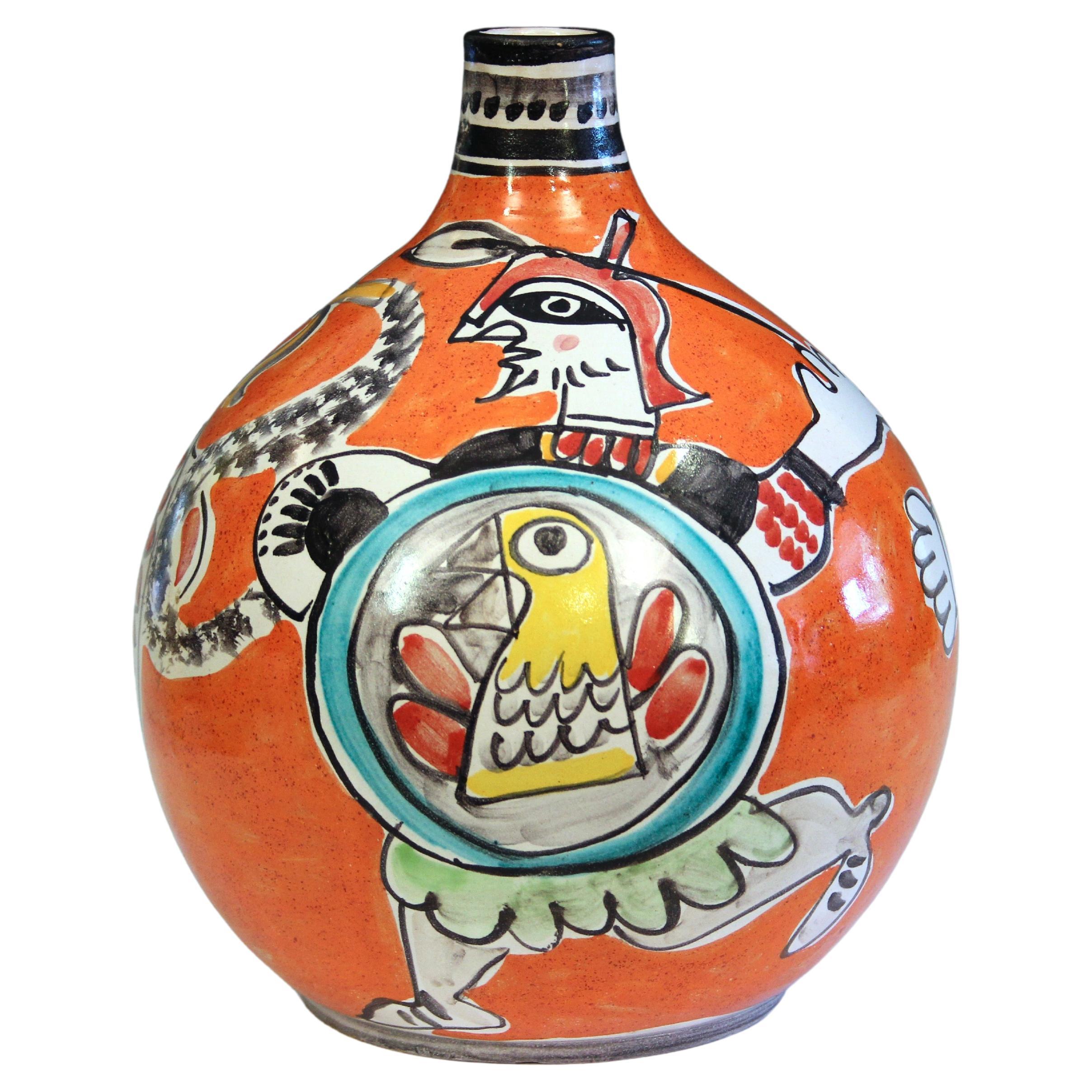 DeSimone Pottery Vase Pirate Warrior Italian Raymor Picasso Style