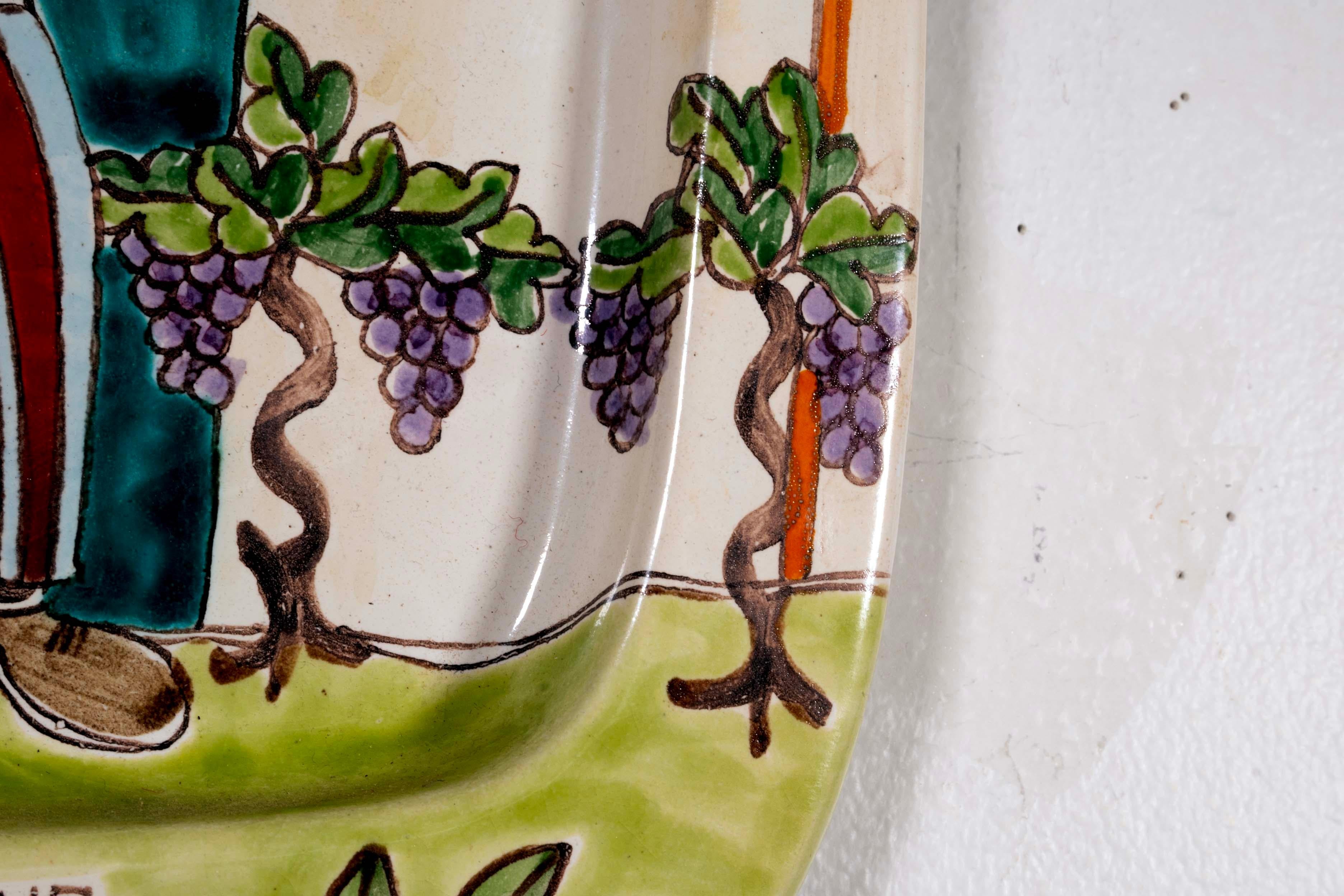 Pottery Desimone Vineyard Wine Makers Signed and Numbered #415 Italy Ceramic Platter