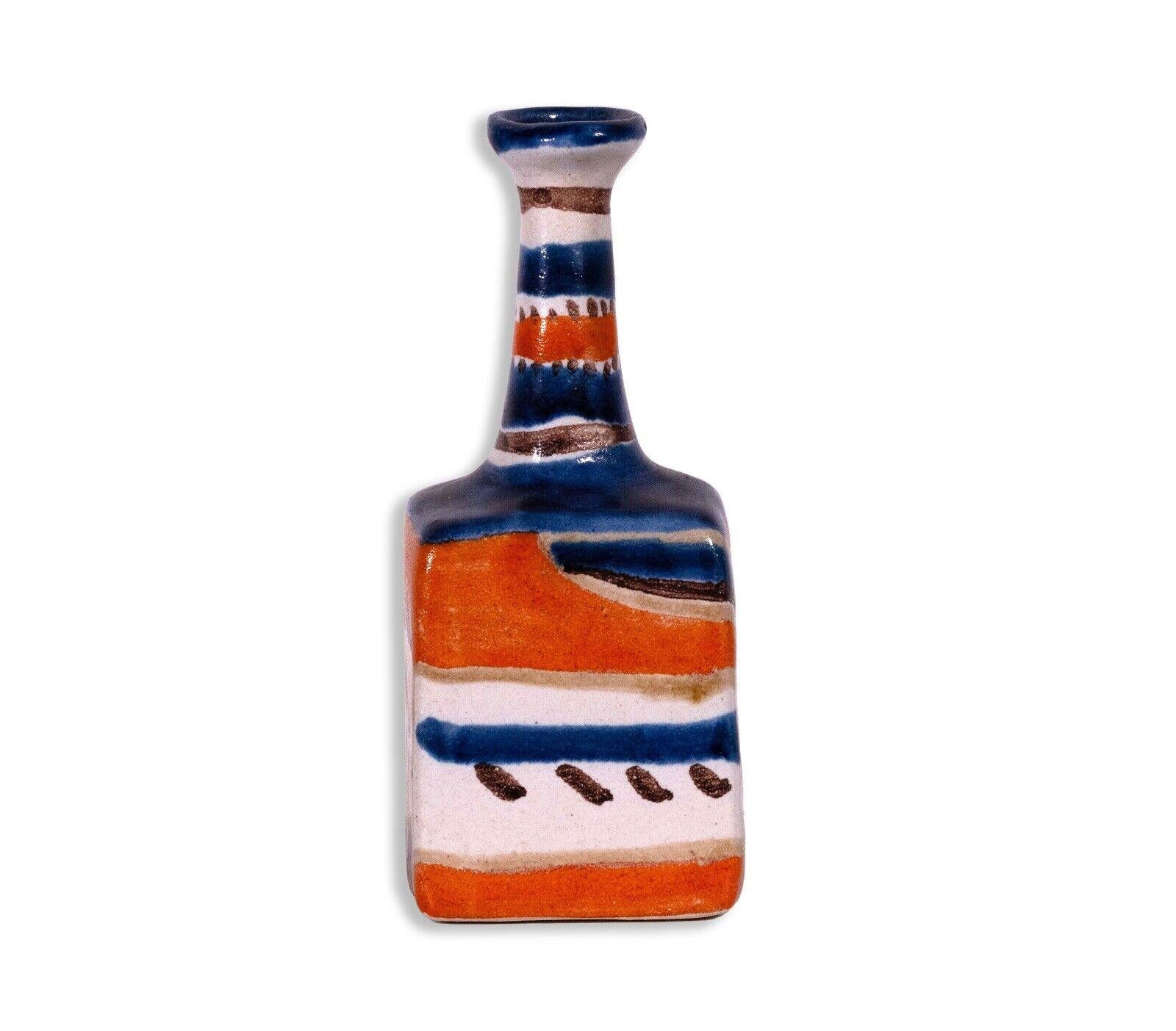 20th Century Desimonte Italy Signed Ceramic Cat Design Hand Painted Mid Century Modern Vase For Sale