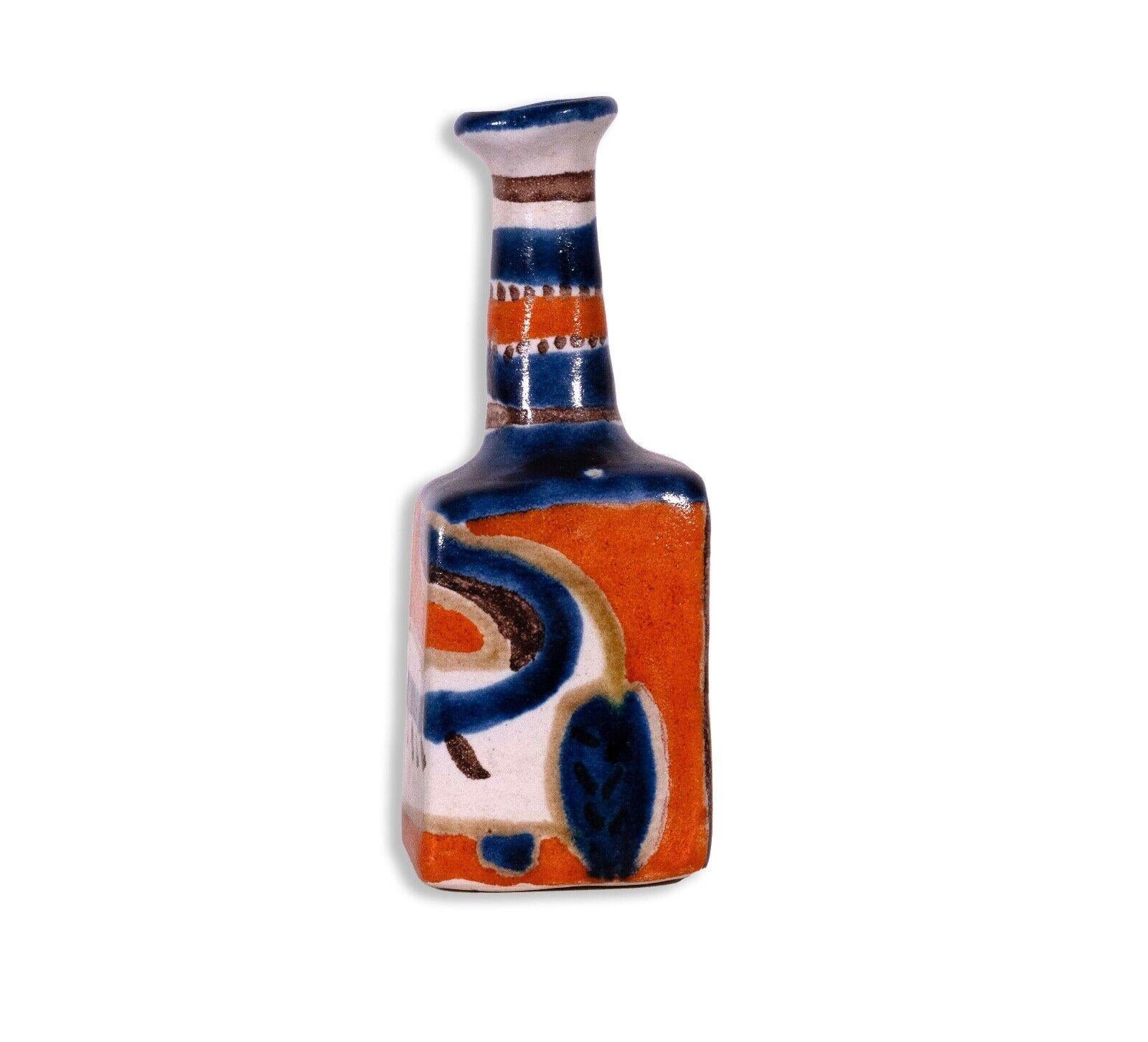 Desimonte Italy Signed Ceramic Cat Design Hand Painted Mid Century Modern Vase For Sale 1