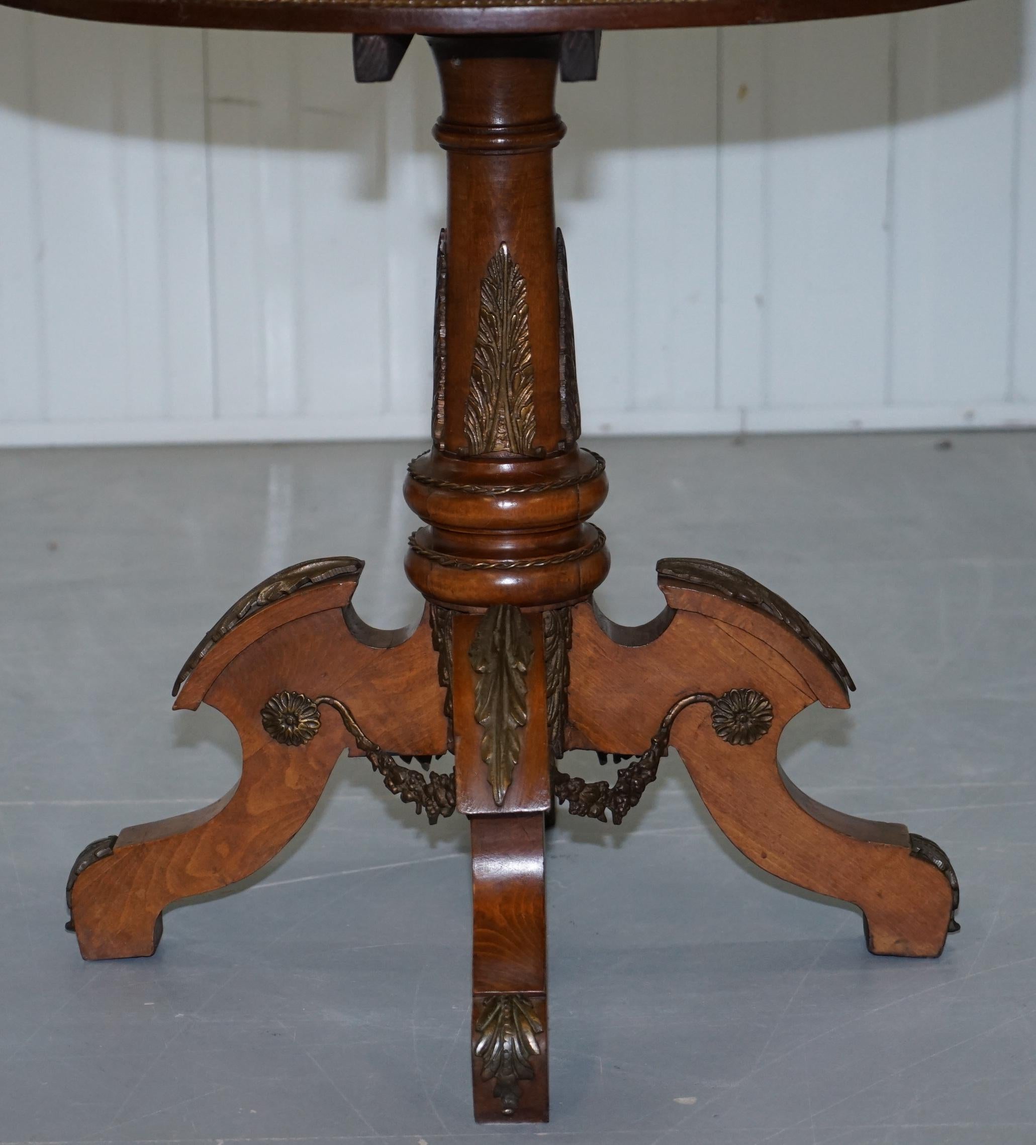 Desirable French Marquetry Inlaid Side End Lamp Wine Table with Ormolu Mounts For Sale 4