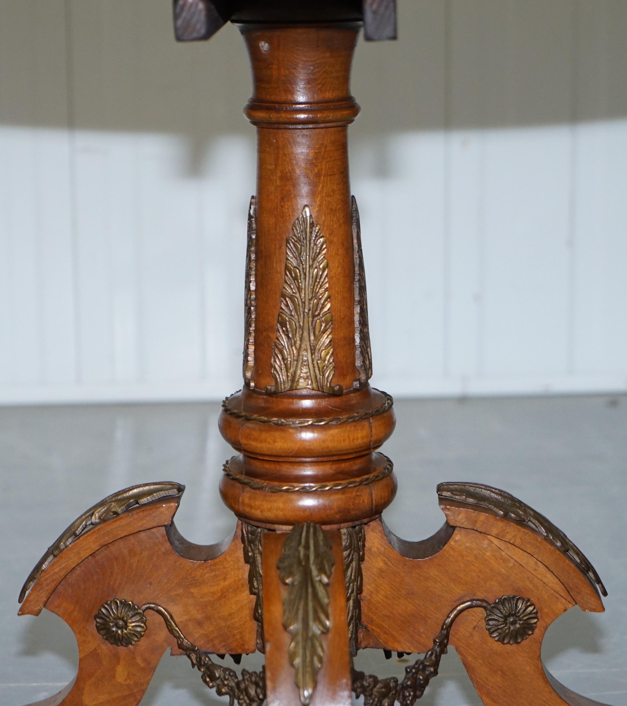 Desirable French Marquetry Inlaid Side End Lamp Wine Table with Ormolu Mounts For Sale 5