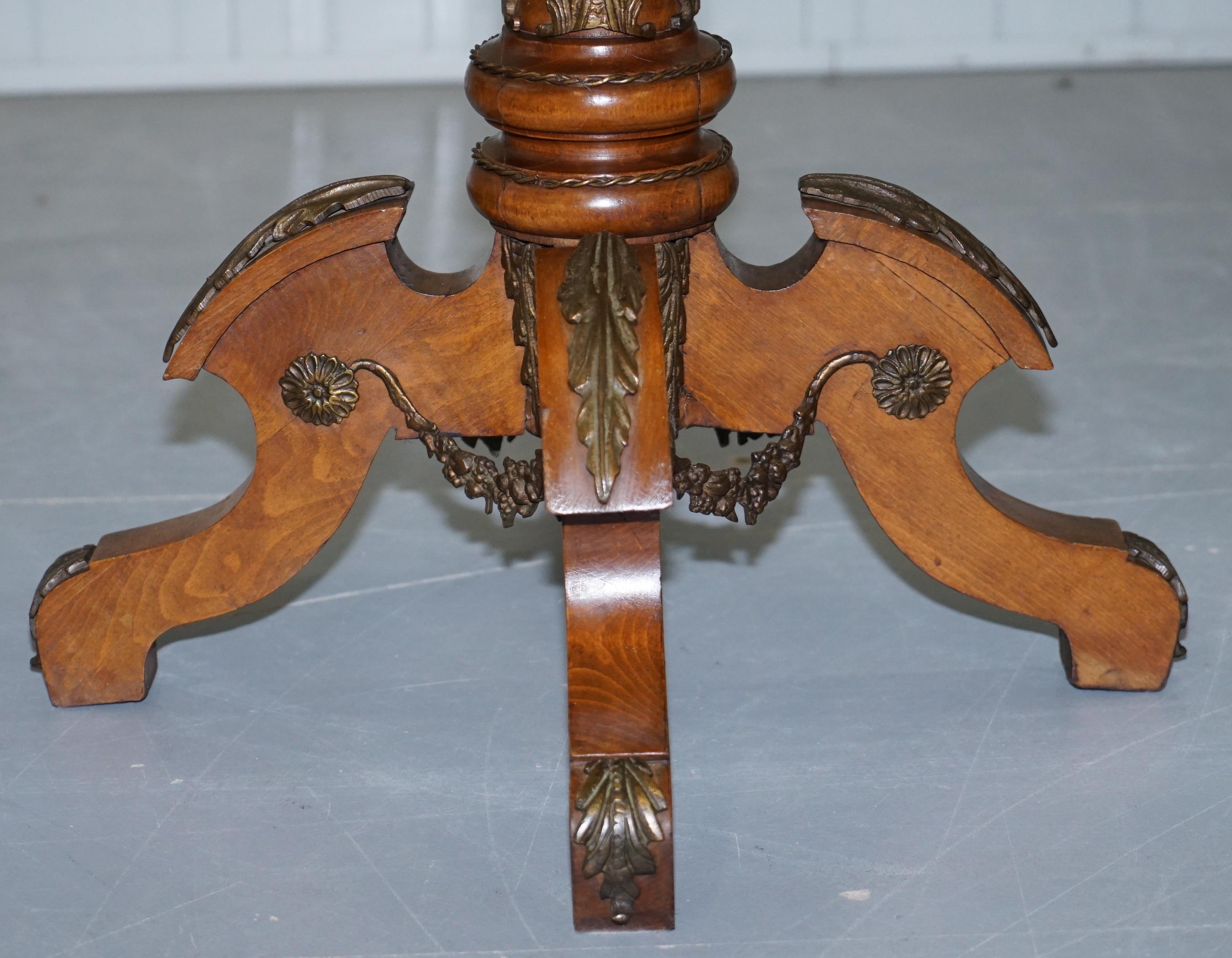Desirable French Marquetry Inlaid Side End Lamp Wine Table with Ormolu Mounts For Sale 6