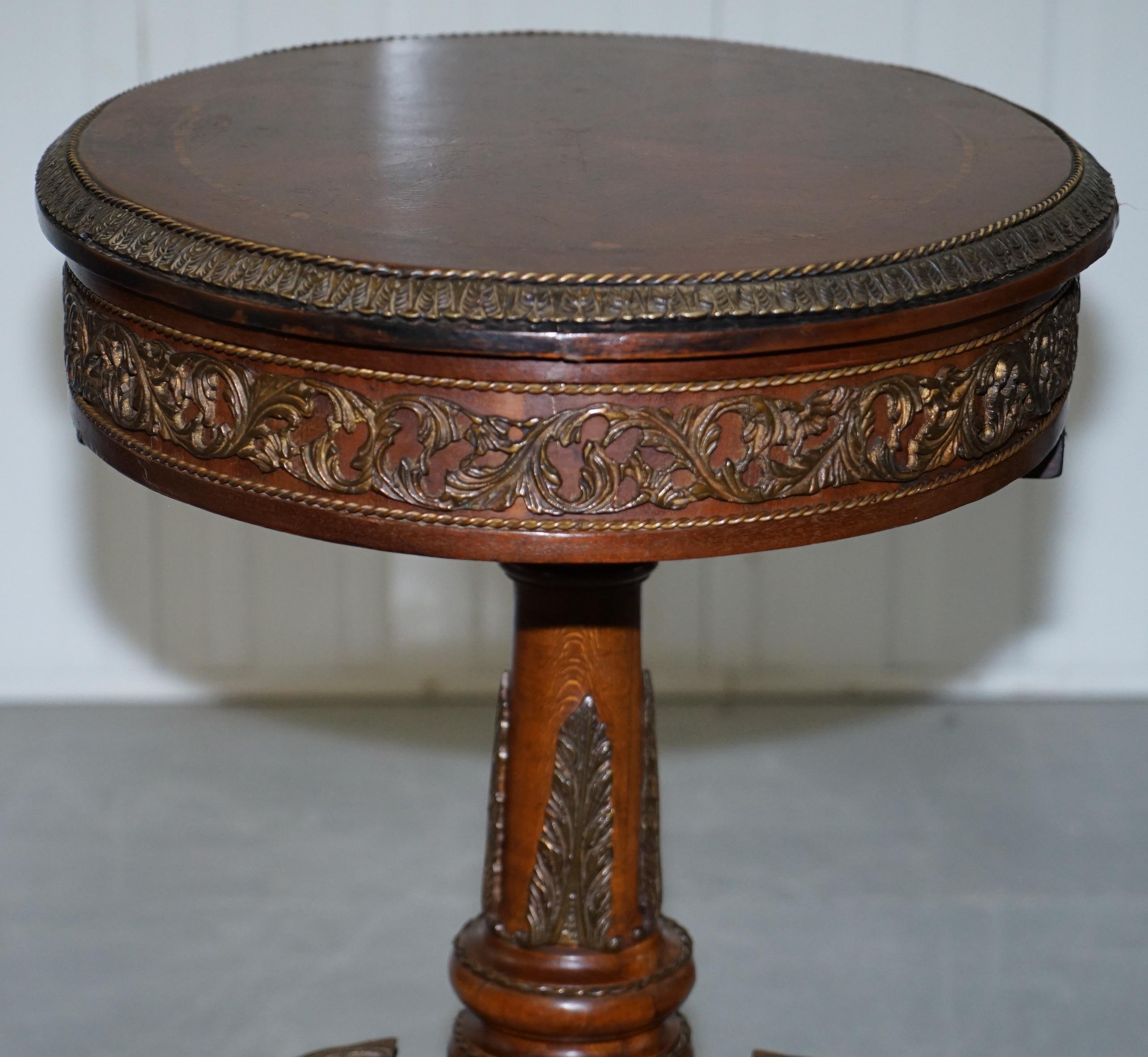 Desirable French Marquetry Inlaid Side End Lamp Wine Table with Ormolu Mounts For Sale 14