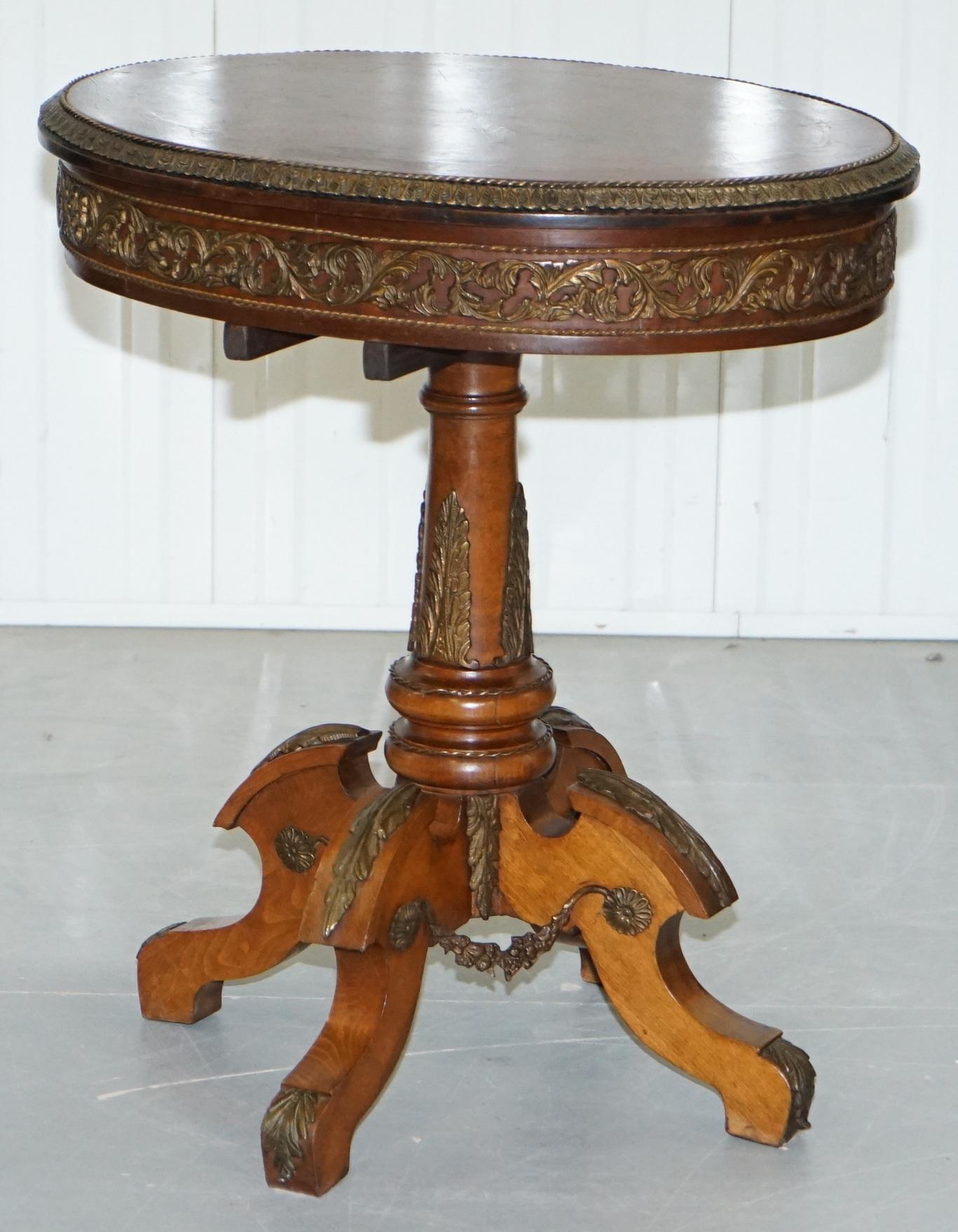 Neoclassical Desirable French Marquetry Inlaid Side End Lamp Wine Table with Ormolu Mounts For Sale