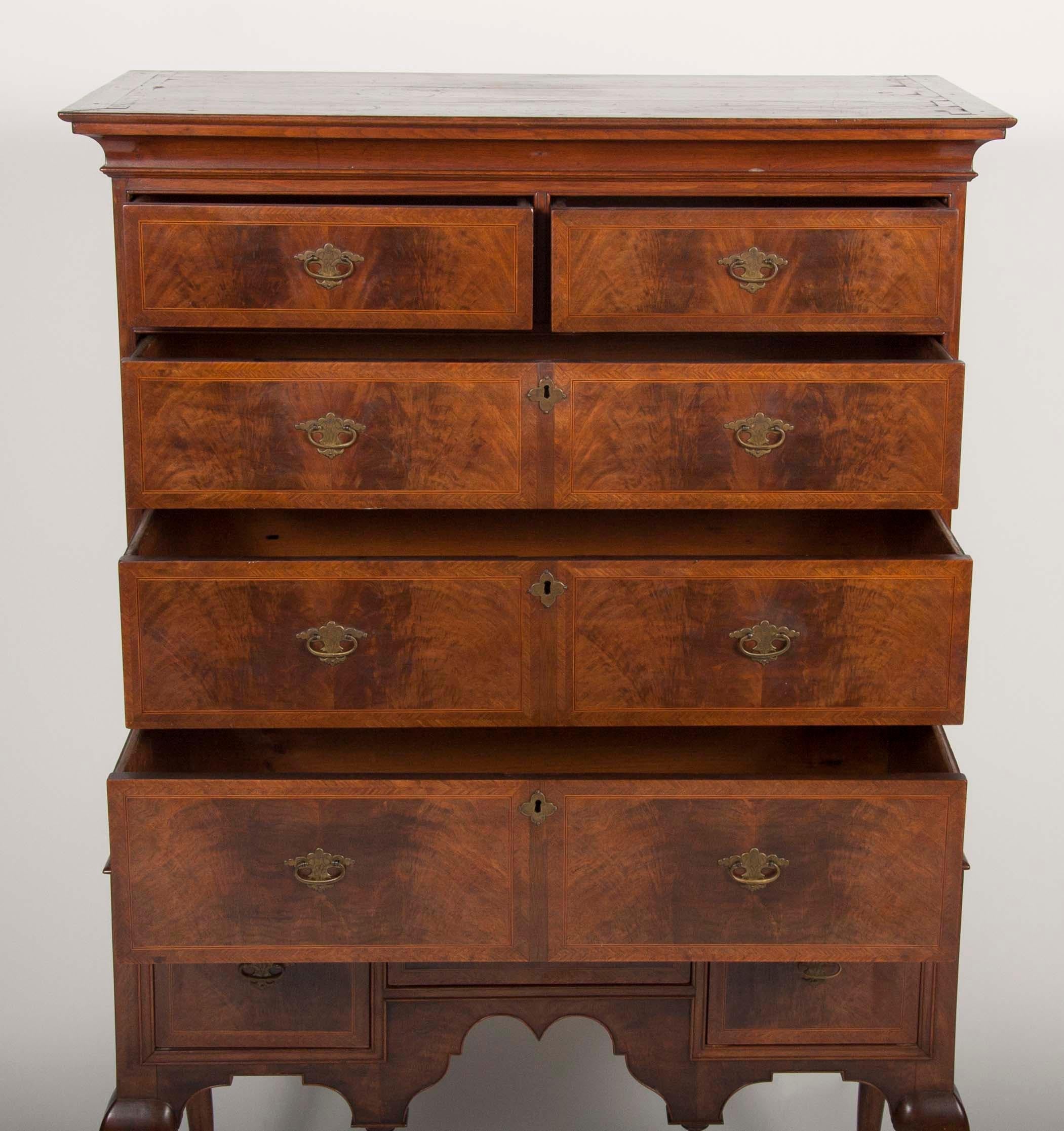 Walnut Desirable New England Diminutive Two Part Highboy For Sale