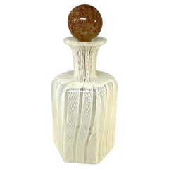 Desirably Shaped Latticino Venetian Glass Perfume Bottle with Aventurine Stopper
