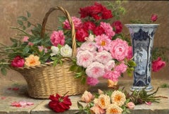 Still Life of Flowers and a Blue and White Vase