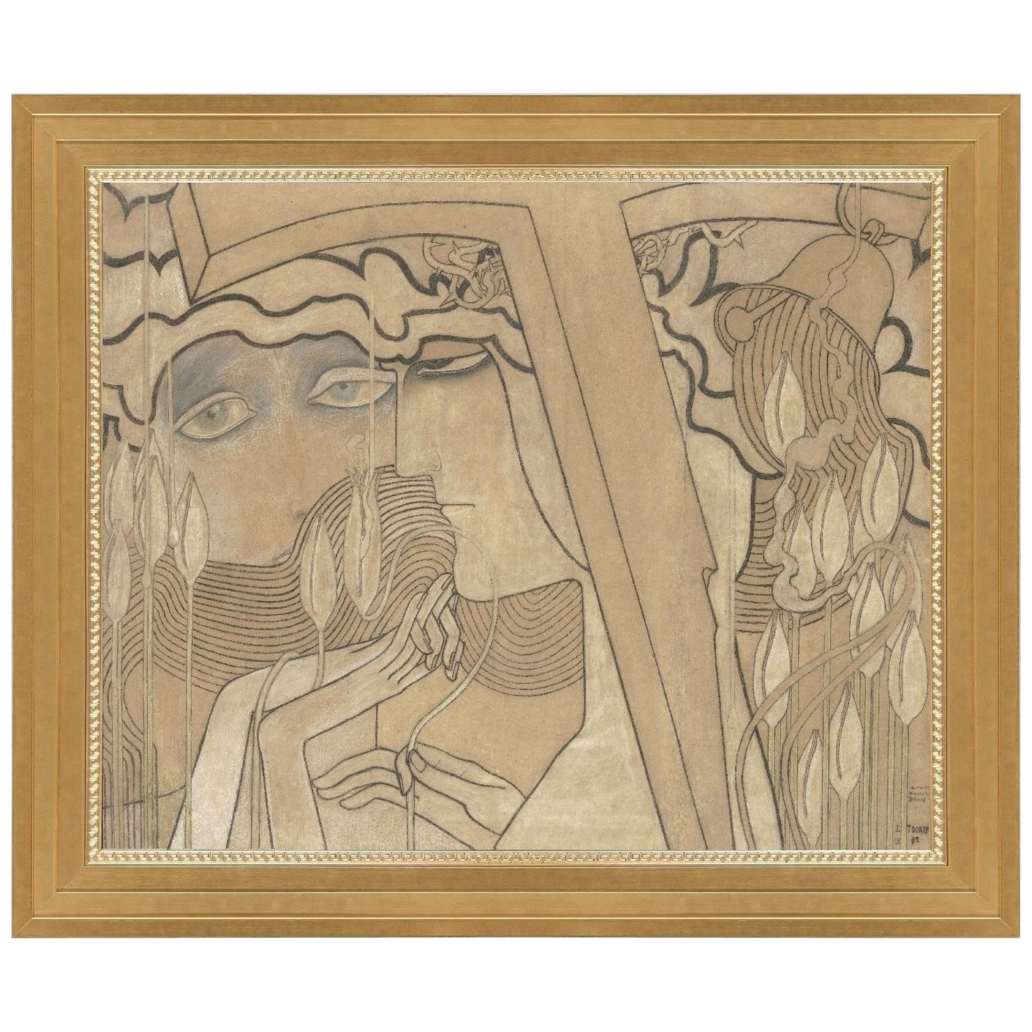 Desire and Satisfaction, after Dutch Art Deco Pastel by Jan Toorop For Sale