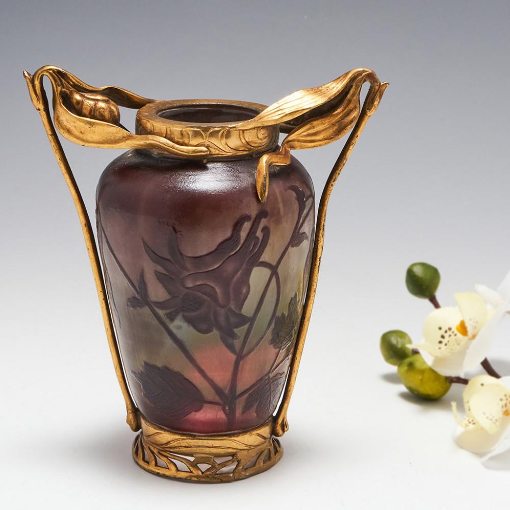 Desire Christian Cameo Glass Vase in Gilt Cage, c1900 For Sale 1