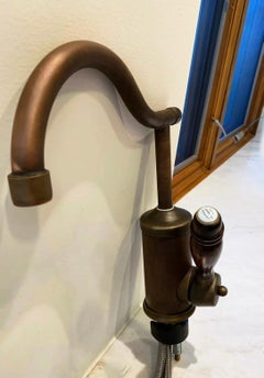 Desire Herbeau Flamande Lille France Wooden and Brass Kitchen Faucet Bar Mixer