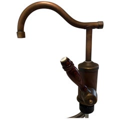 Vintage Desire Herbeau Flamande Lille France Wooden and Brass Kitchen Faucet Bar Mixer