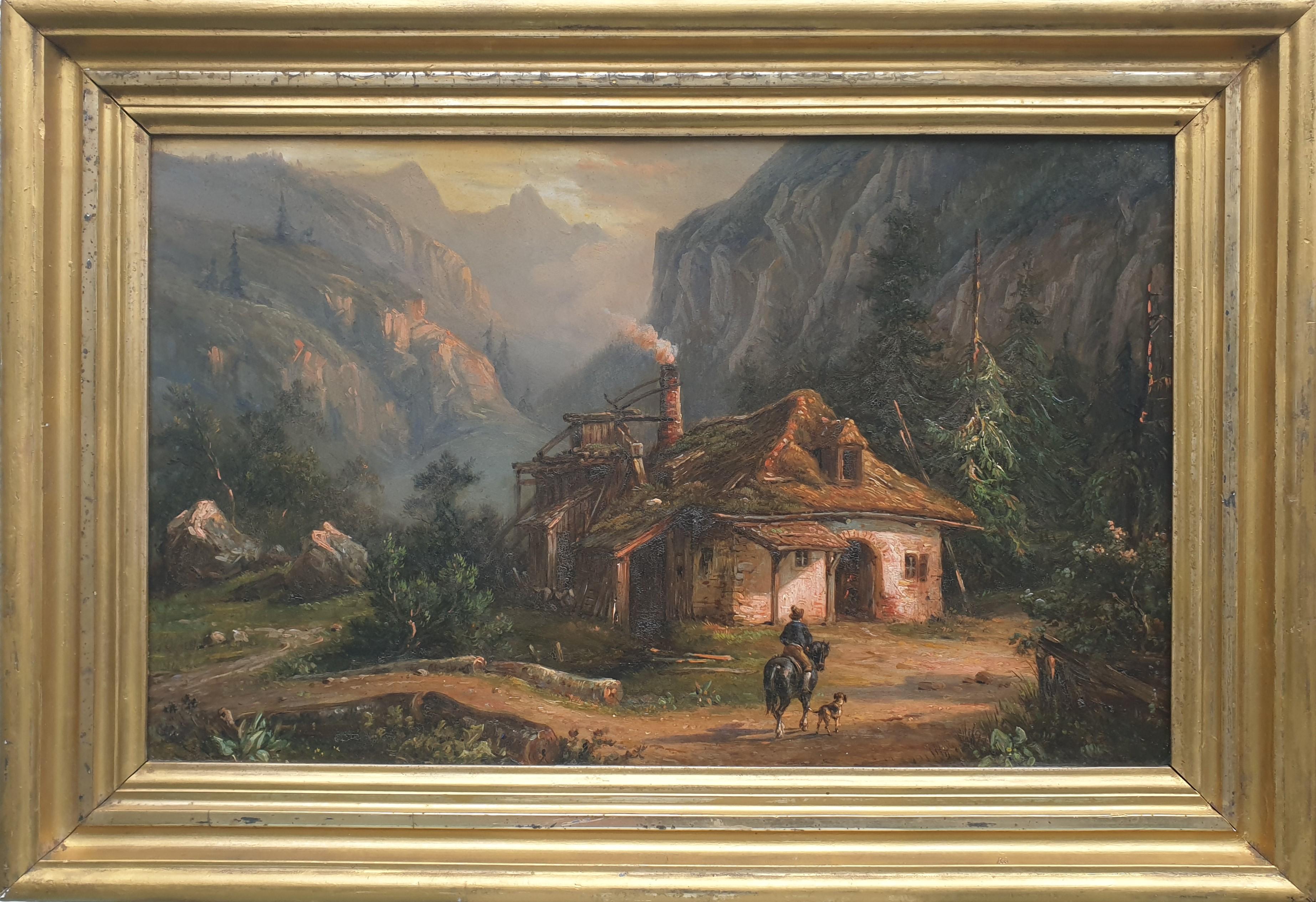 Desiré Thomassin Landscape Painting - THOMASSIN Attributed Austrian landscapes romantic pair painting Brazil 19th  
