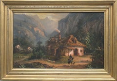 THOMASSIN Attribué aux paysages autrichiens paire romantique peinture Brésil 19ème siècle  