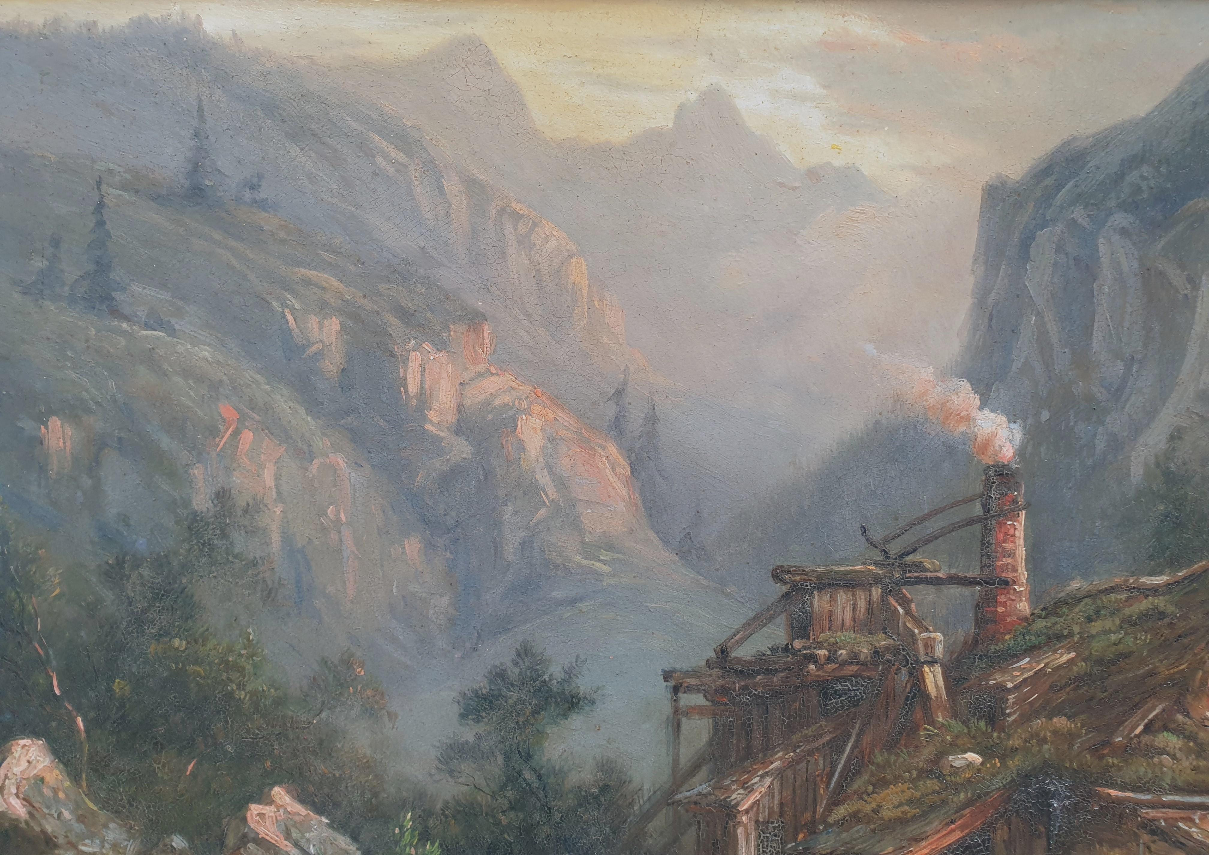 THOMASSIN Attribué aux paysages autrichiens paire romantique peinture Brésil 19ème siècle   - Romantique Painting par Desiré Thomassin