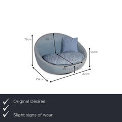 Désirée Lacoon Island Fabric Sofa Blue Two-Seater Couch