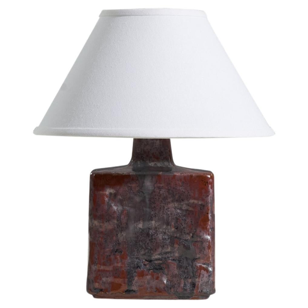 Desiree Stentøj, Table Lamp, Red-Glazed Stoneware, Denmark, c. 1960s For Sale