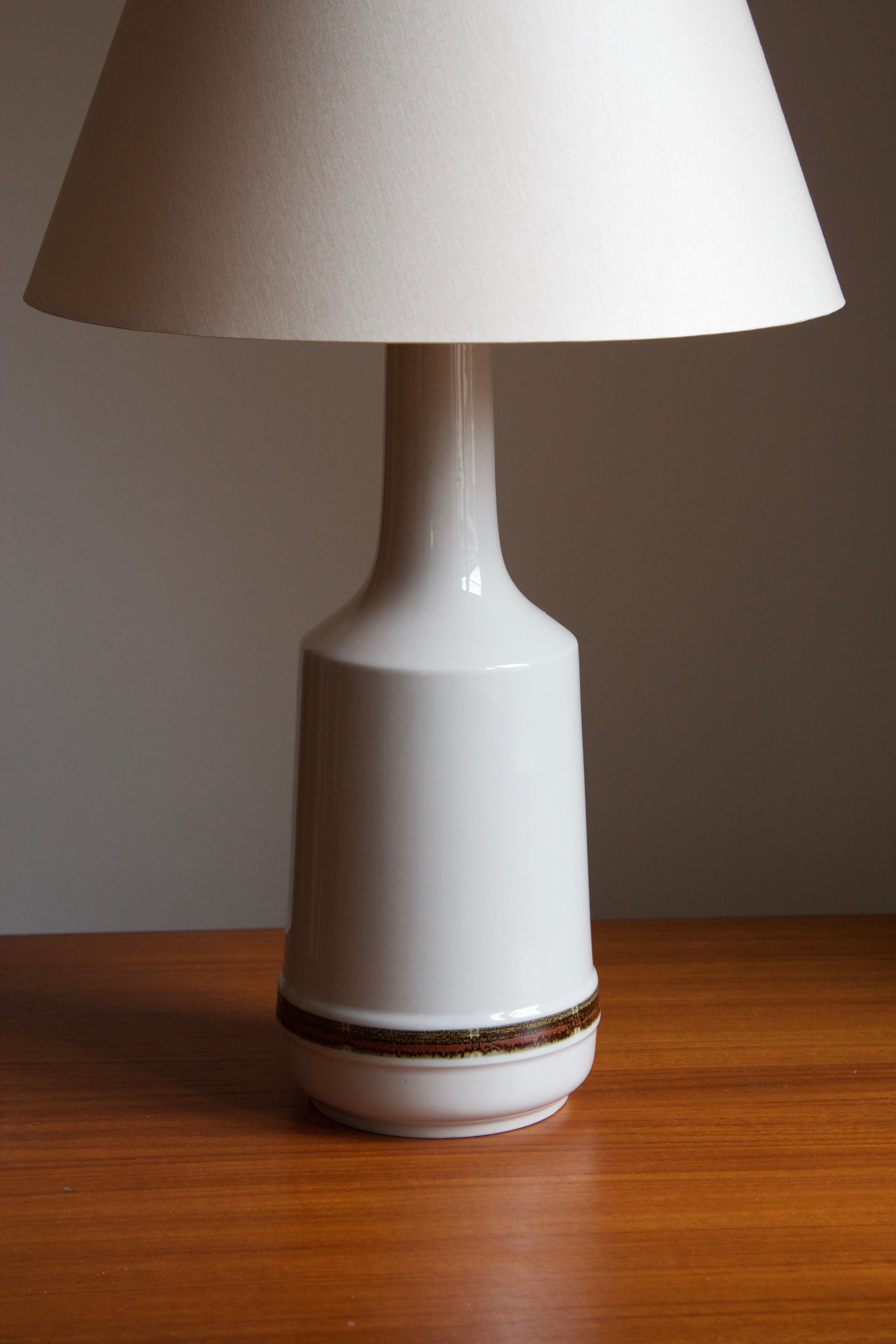 Mid-Century Modern Desiree Stentøj, Table Lamp, White Glazed Stoneware, paper, Denmark, 1950s