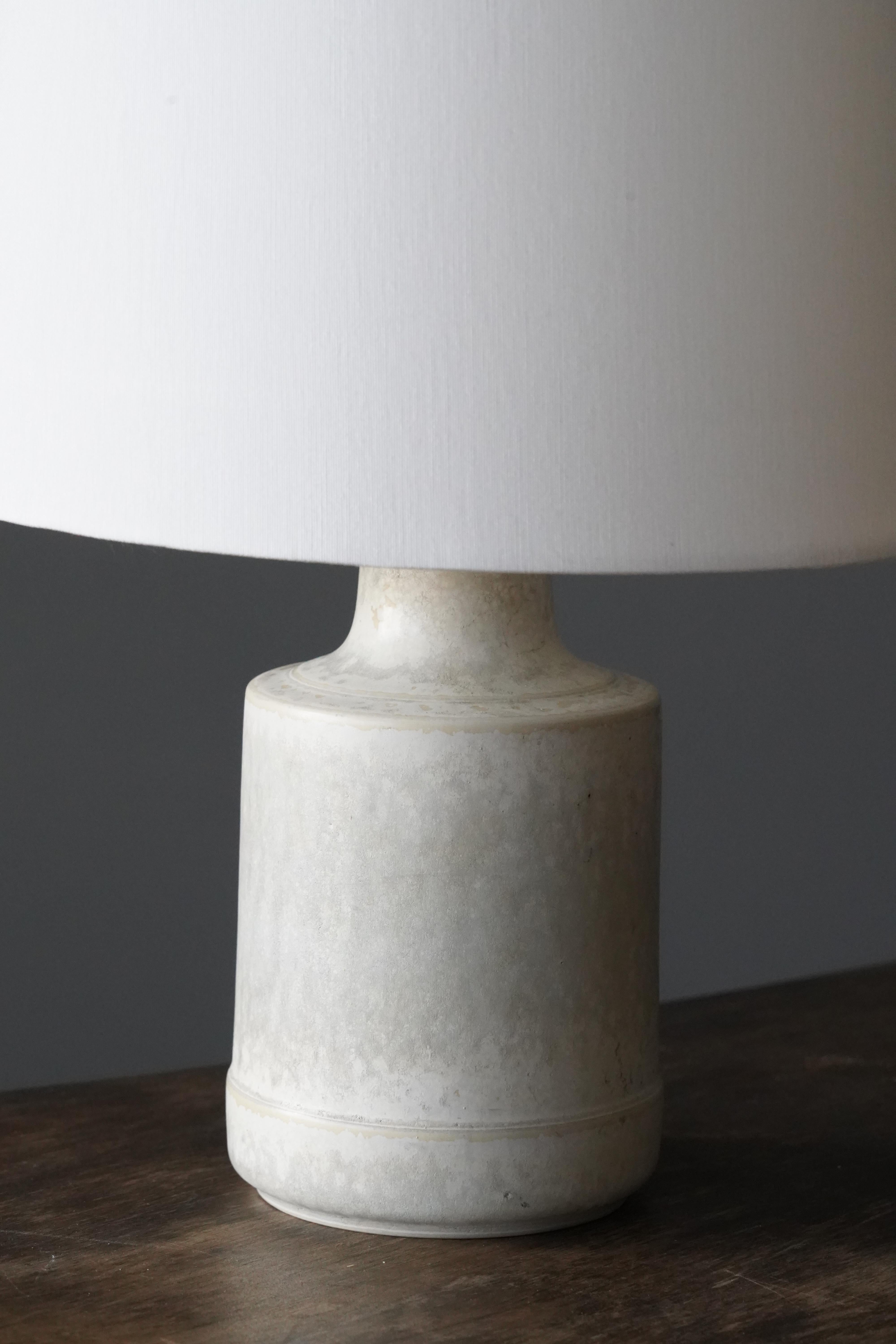Danish Desiree Stentøj, Table Lamp, White Grey Glazed Stoneware, Denmark, 1960s