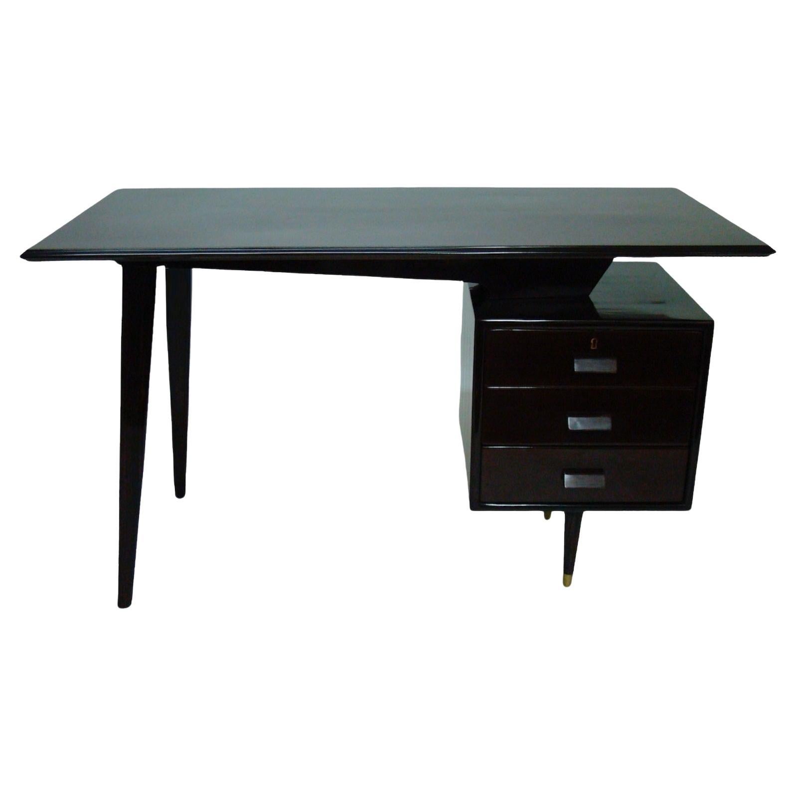 Desk, 1950, Materials: Wood and Bronze, Made in France For Sale
