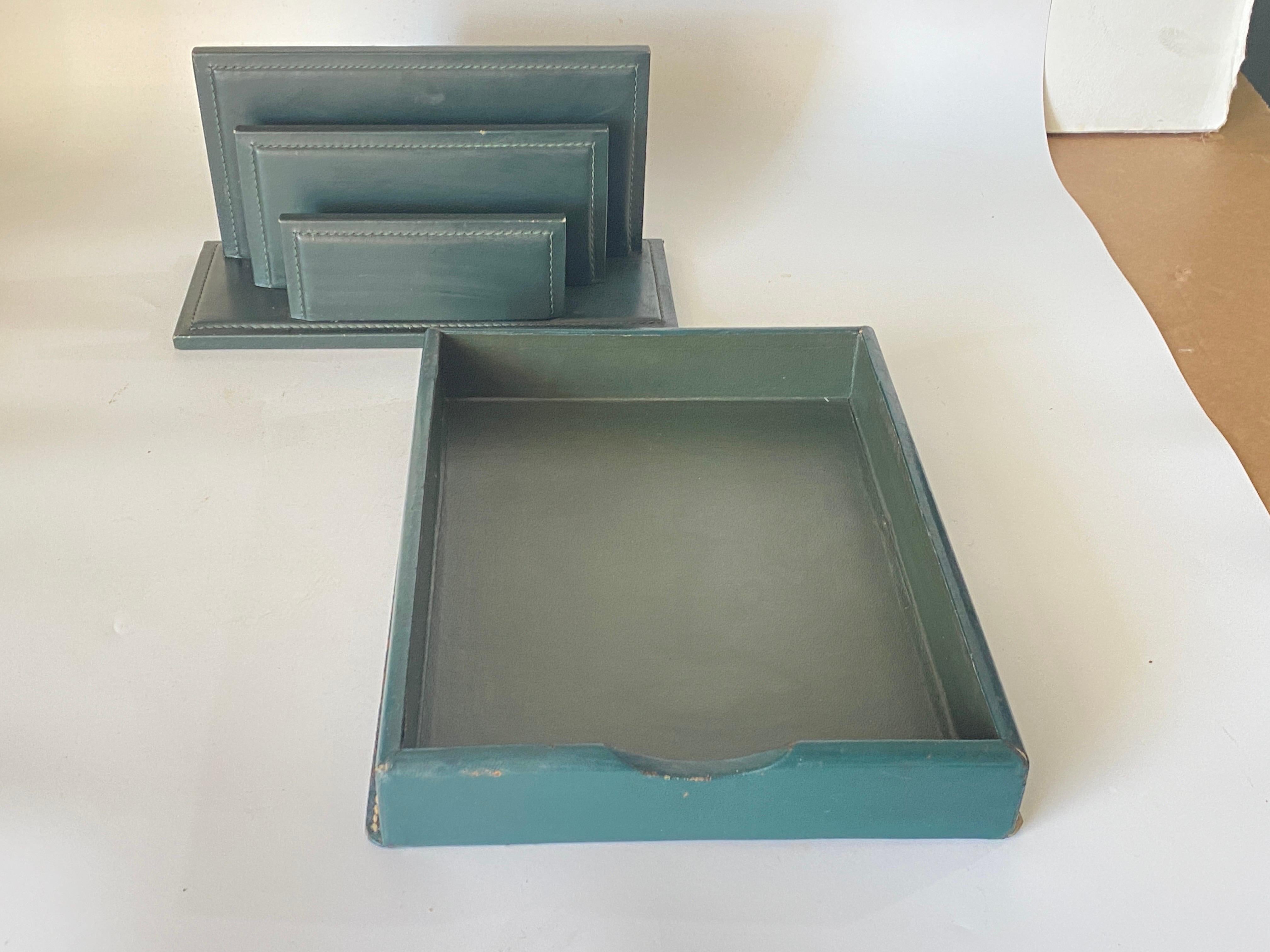 Desk Accessories, Letter Holder by Jacques Adnet and Letter Tray Paper Holder For Sale 3