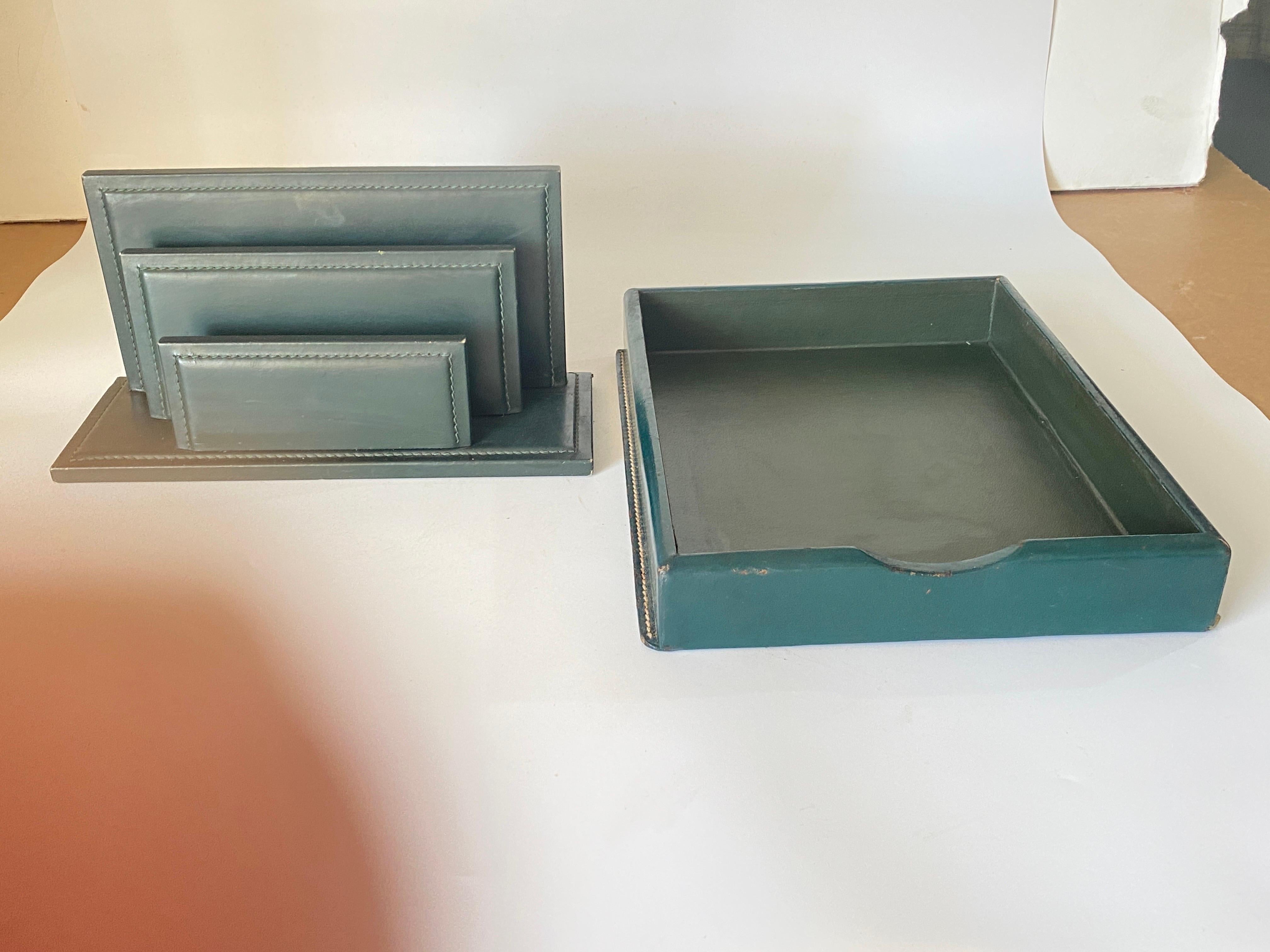 Desk Accessories, Letter Holder by Jacques Adnet and Letter Tray Paper Holder For Sale 2