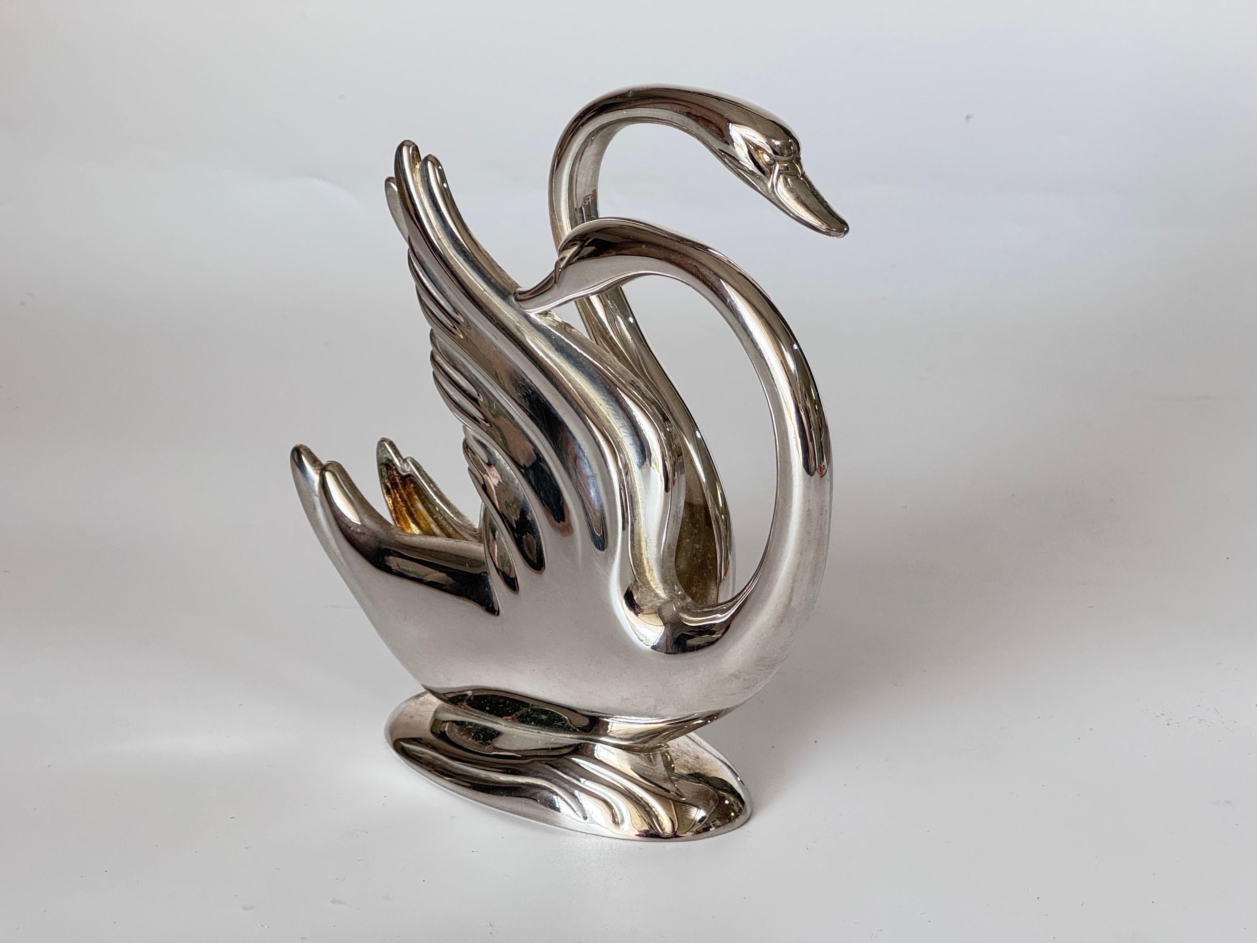 Mid-Century Modern Desk Accessories Letter Holder  Swans  Silver plated Color France 20th Century For Sale