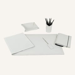 Ensemble d'accessoires de bureau en cuir ASCANIO, 6 pièces, par Limac Design, Italie