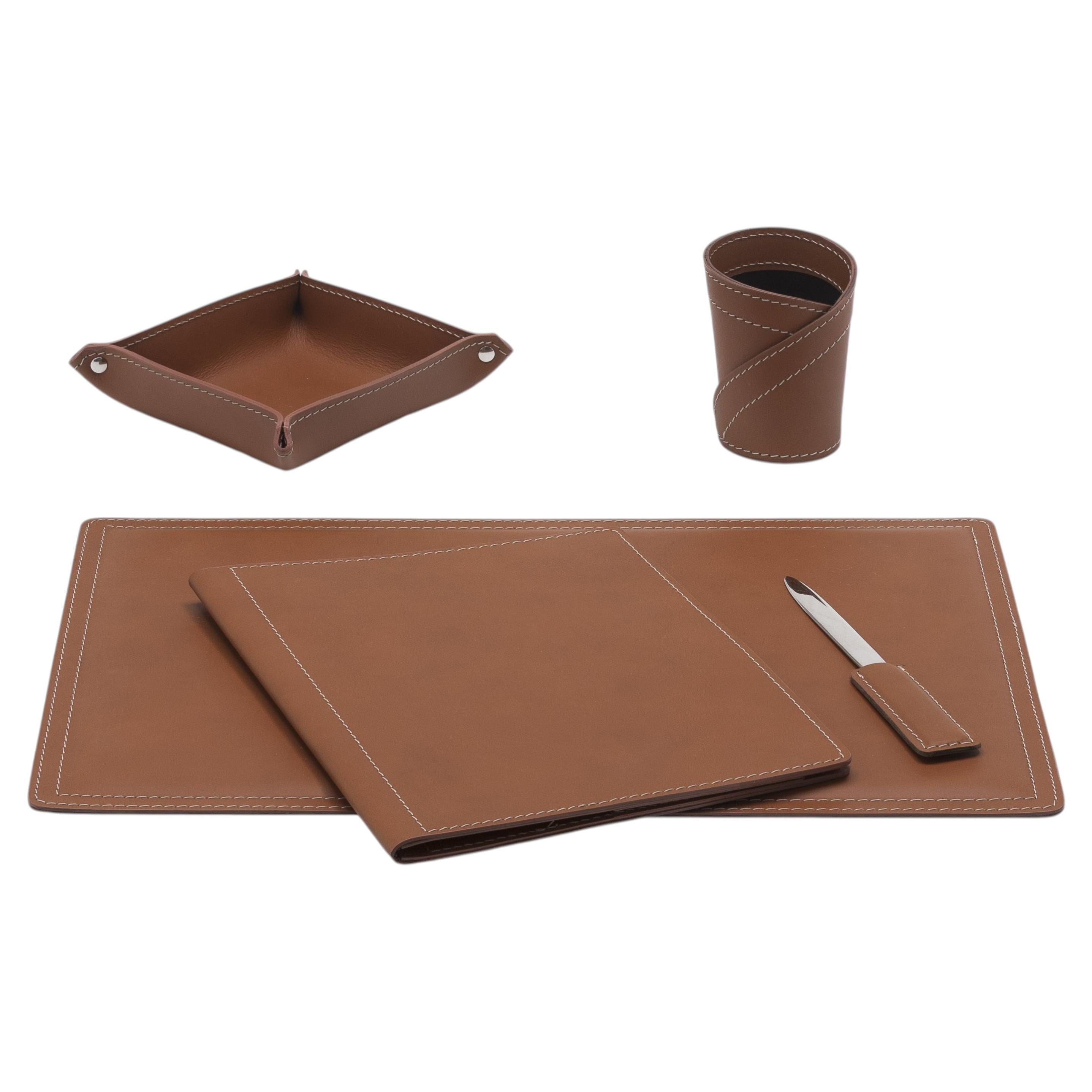5-Piece Leather Desk Accessories Set by Limac Design, ASCANIO For Sale