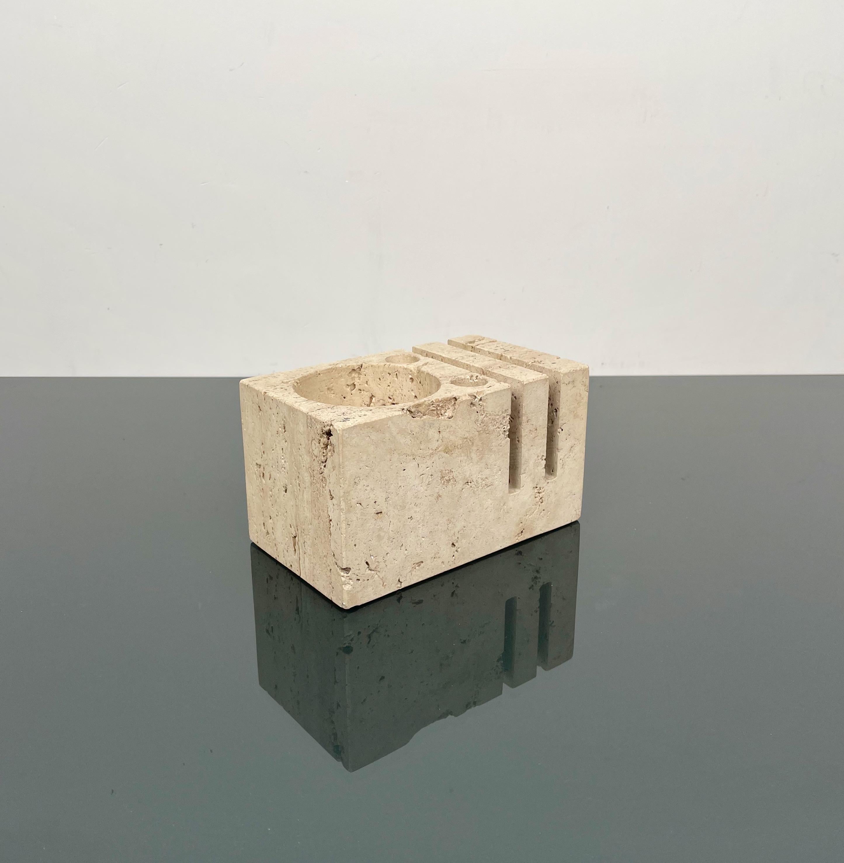 Desk Accessory in Travertine Attributed to Fratelli Mannelli, Italy, 1970s For Sale 8