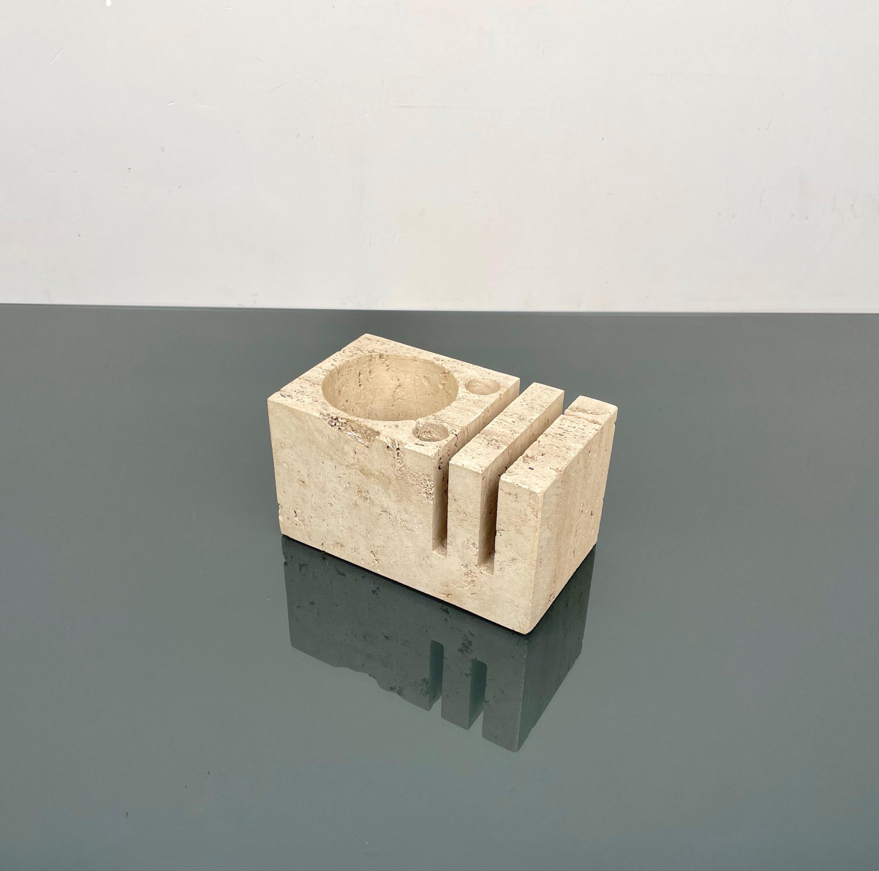 Desk Accessory in Travertine Attributed to Fratelli Mannelli, Italy, 1970s For Sale 9