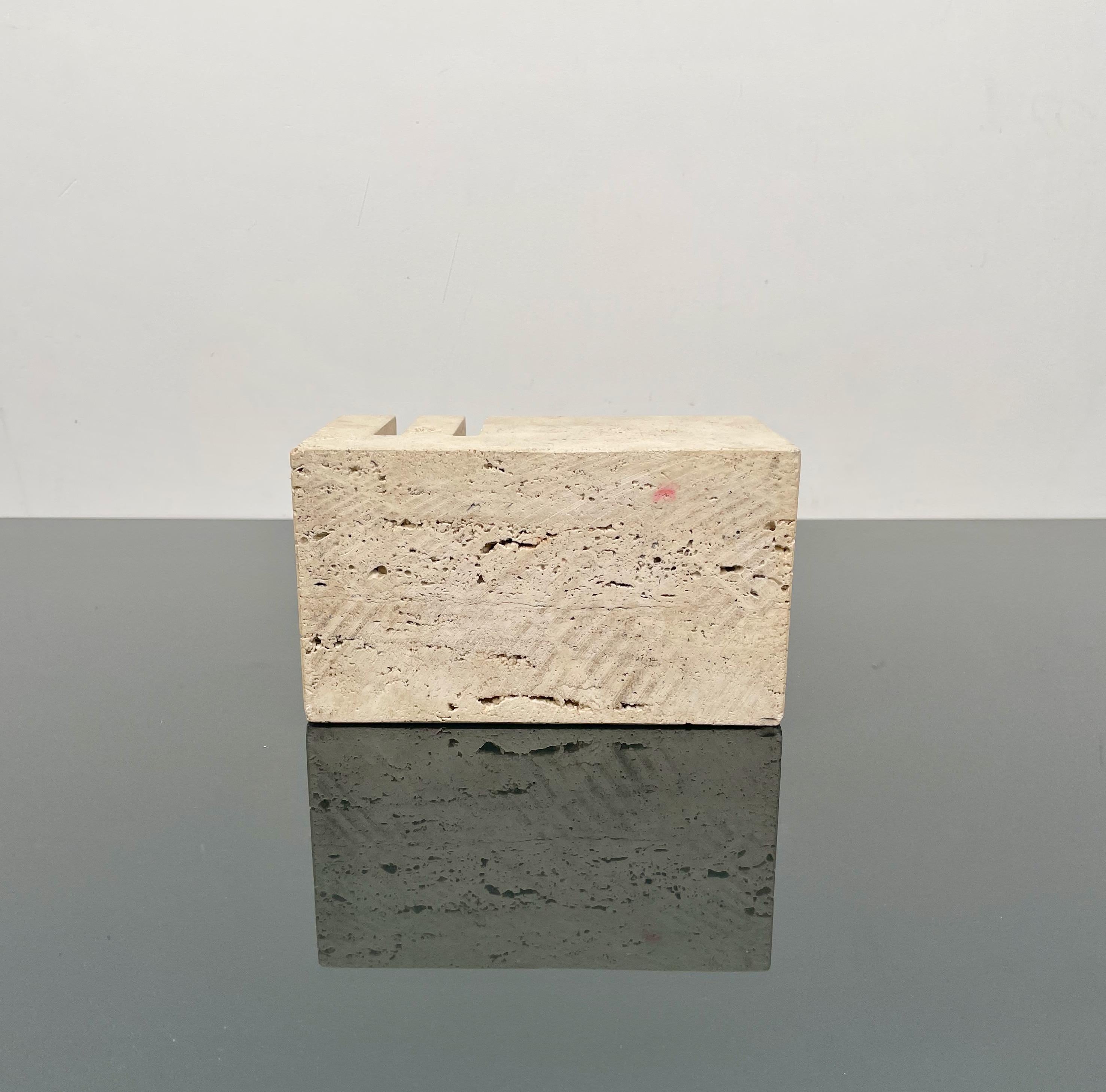 Desk Accessory in Travertine Attributed to Fratelli Mannelli, Italy, 1970s For Sale 10