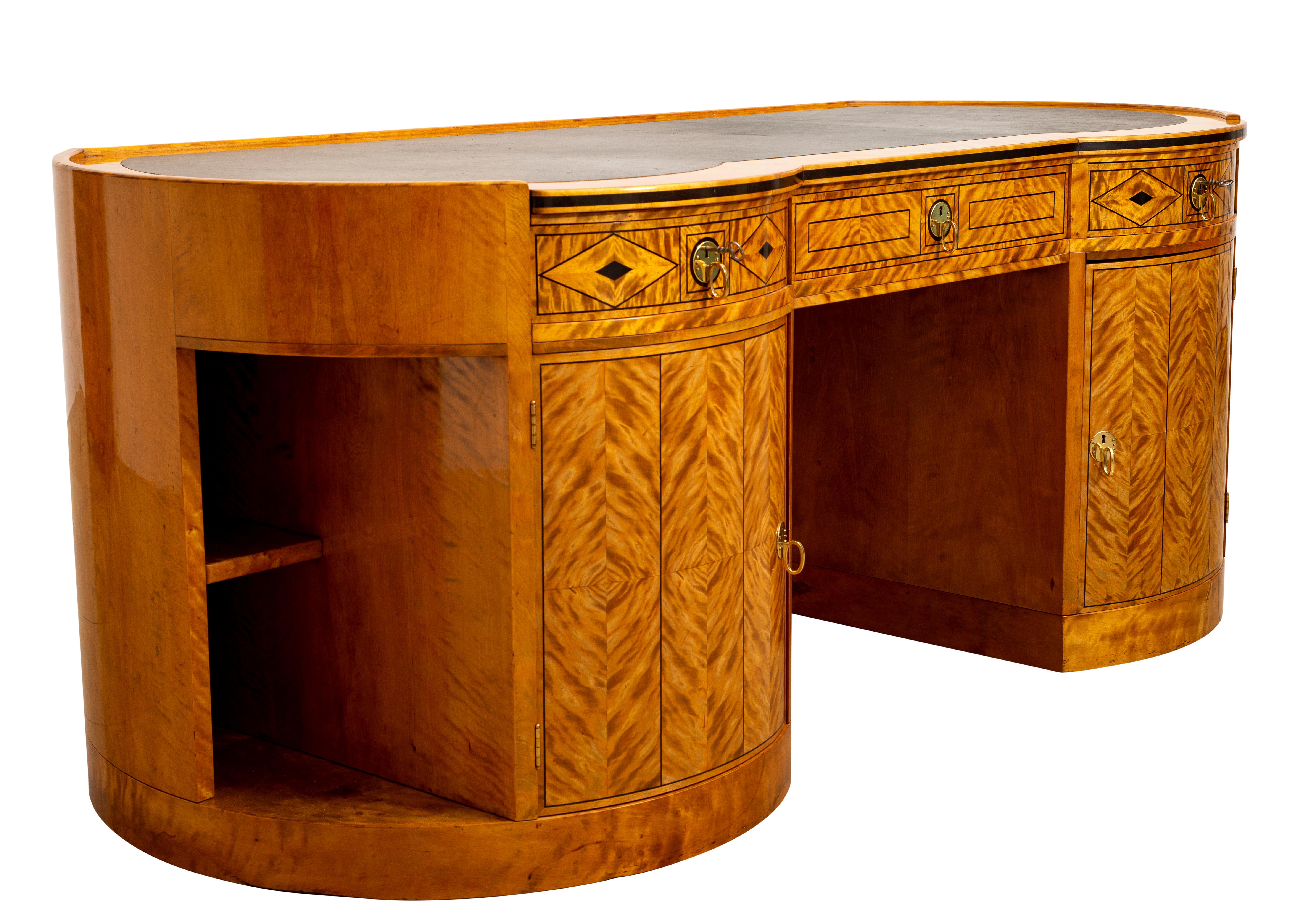 German Desk and Armchair Bruno Paul Austrian Jugendstil Birch and Pearwood circa 1907 For Sale