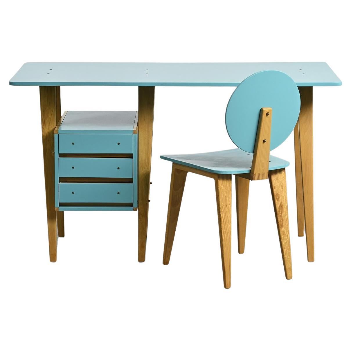 Scrivania e sedia di André Sornay, André Sornay Meubles Lyon 1955