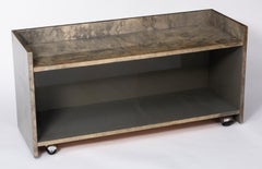 Desk and Low Cabinet by Aldo Tura in Lacquered Green Goatskin, Italy, circa 1960