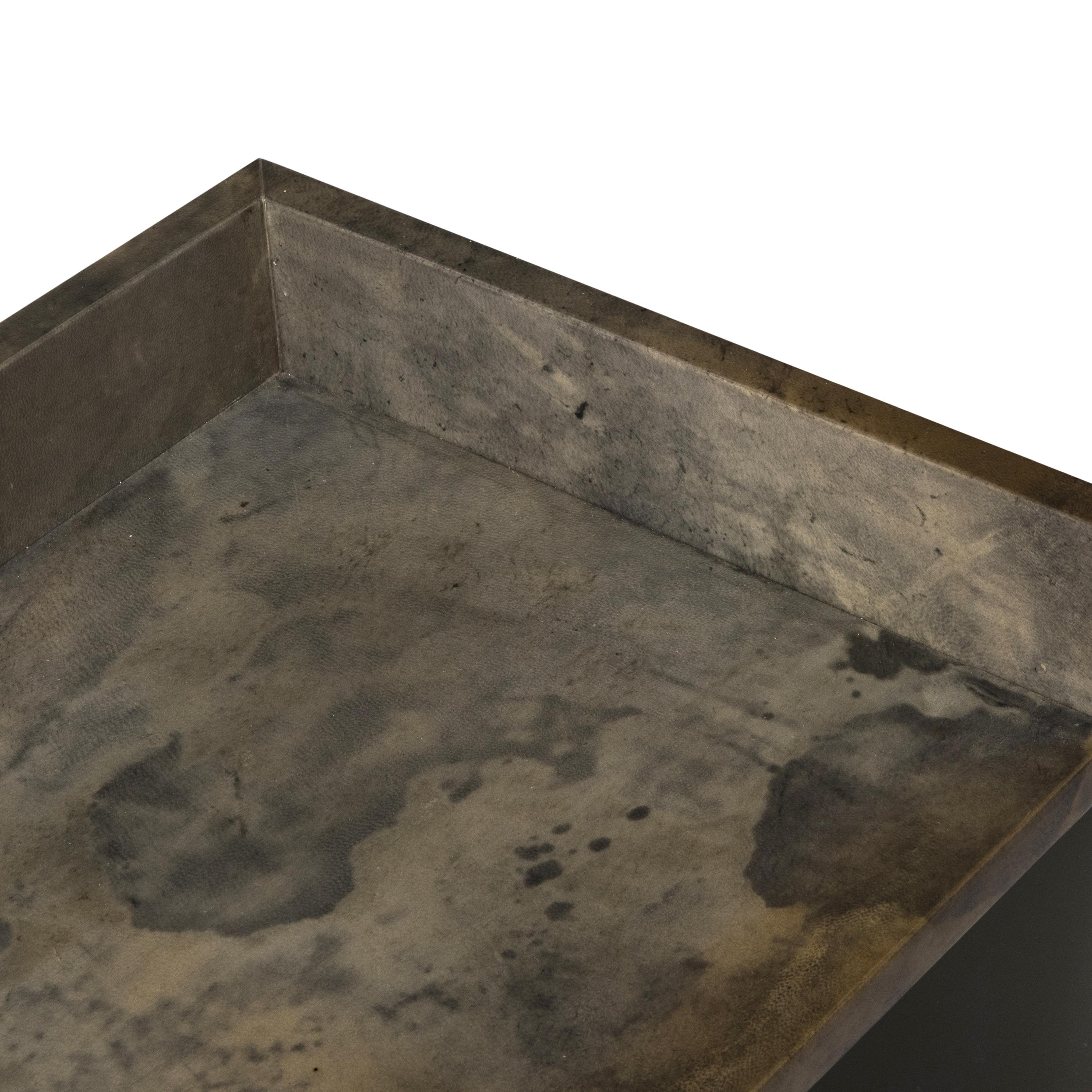 Bureau et meuble bas d'Aldo Tura en peau de chèvre verte laquée, Italie, vers 1960 en vente 2