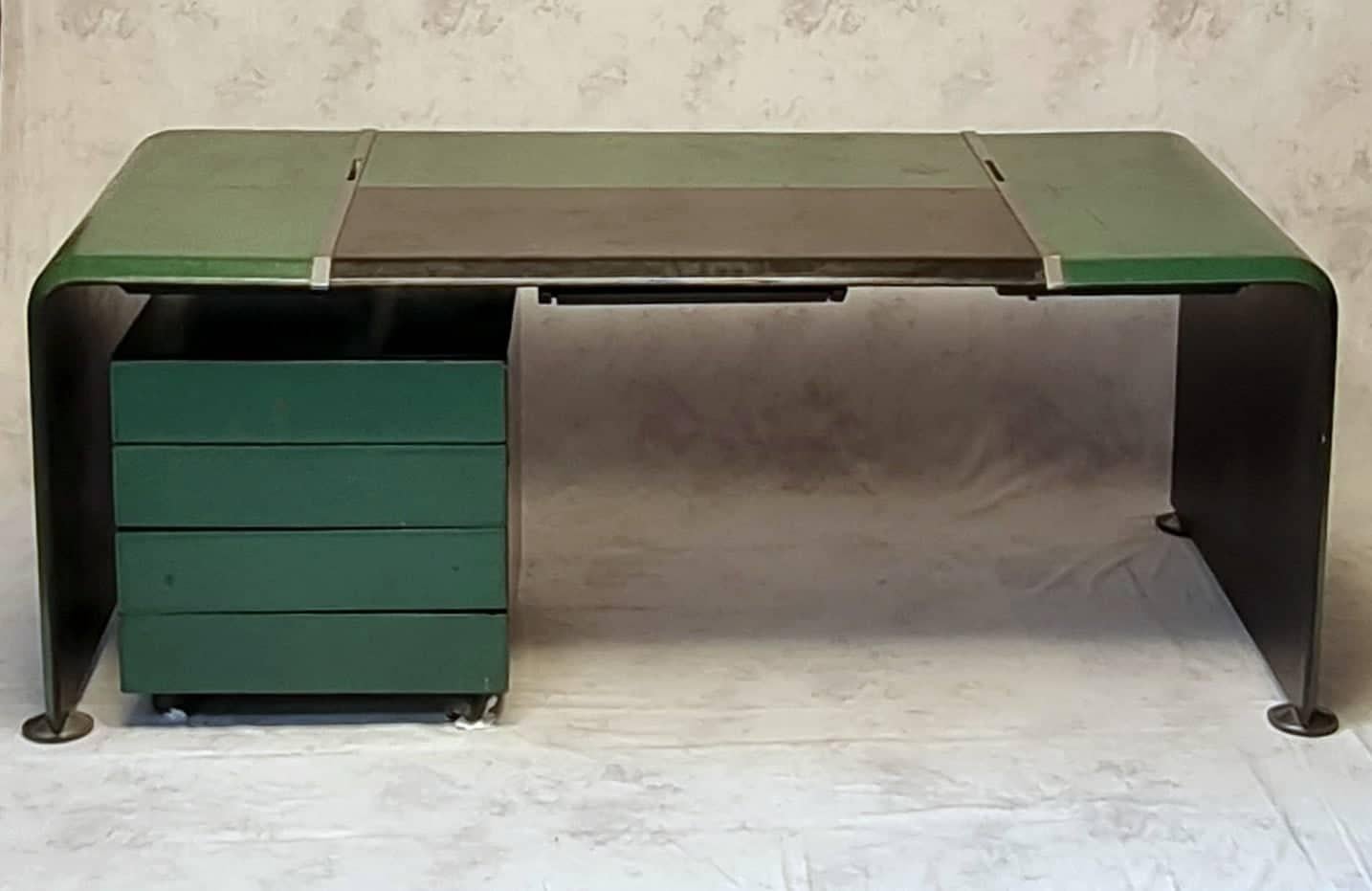 Desk And Pedestal By Matteo Grassi, Leather, Ca 1980 5