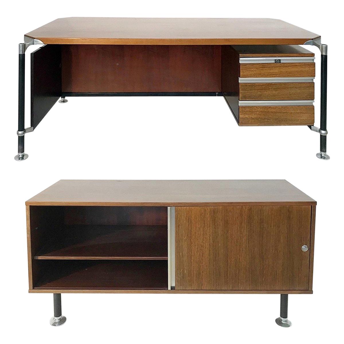 Desk and Sideboard by Ico Parisi for M.I.M Roma, 1960s