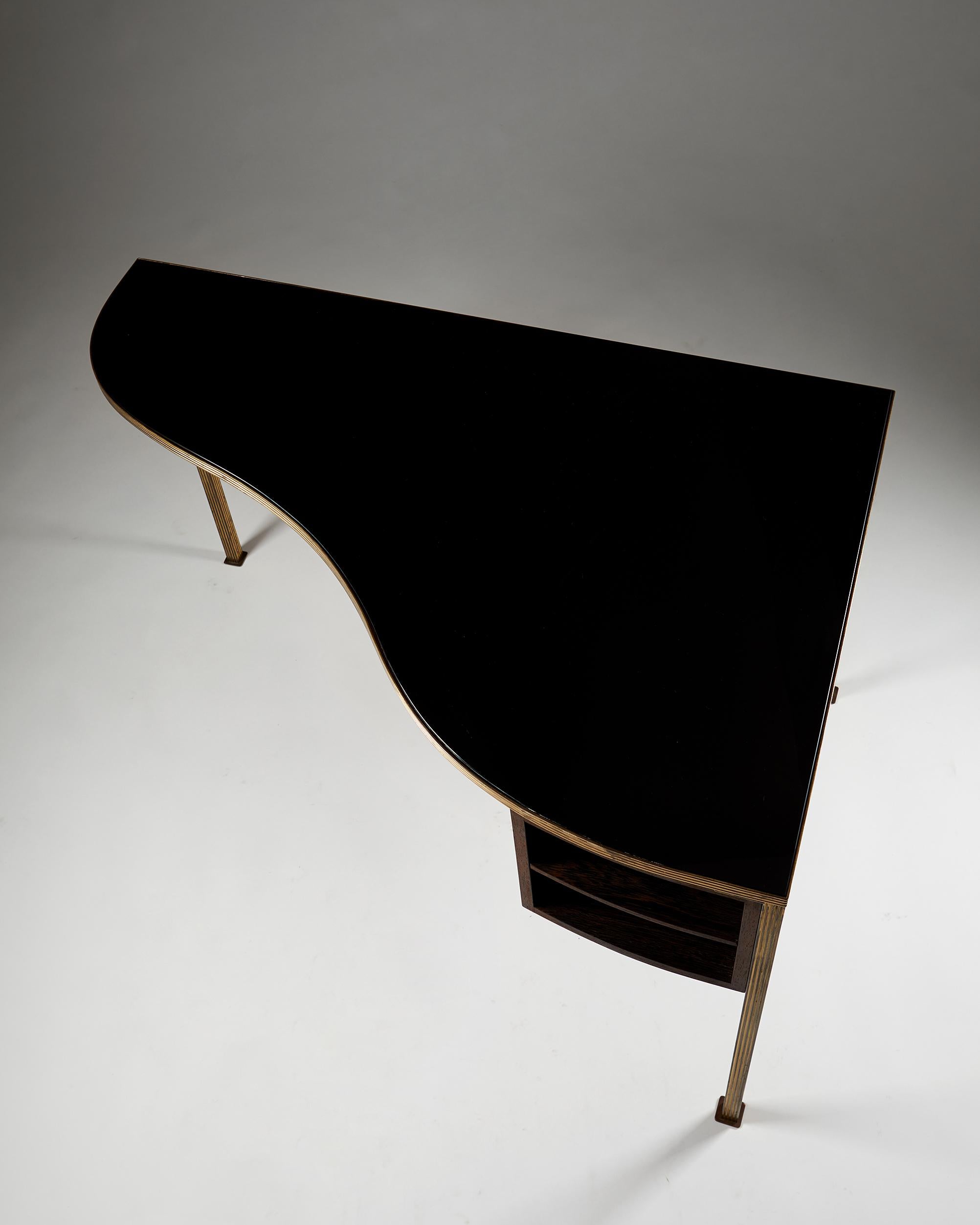 Brass Desk, Anonymous for Lysberg, Hansen & Therp, Denmark, 1940s-1950s