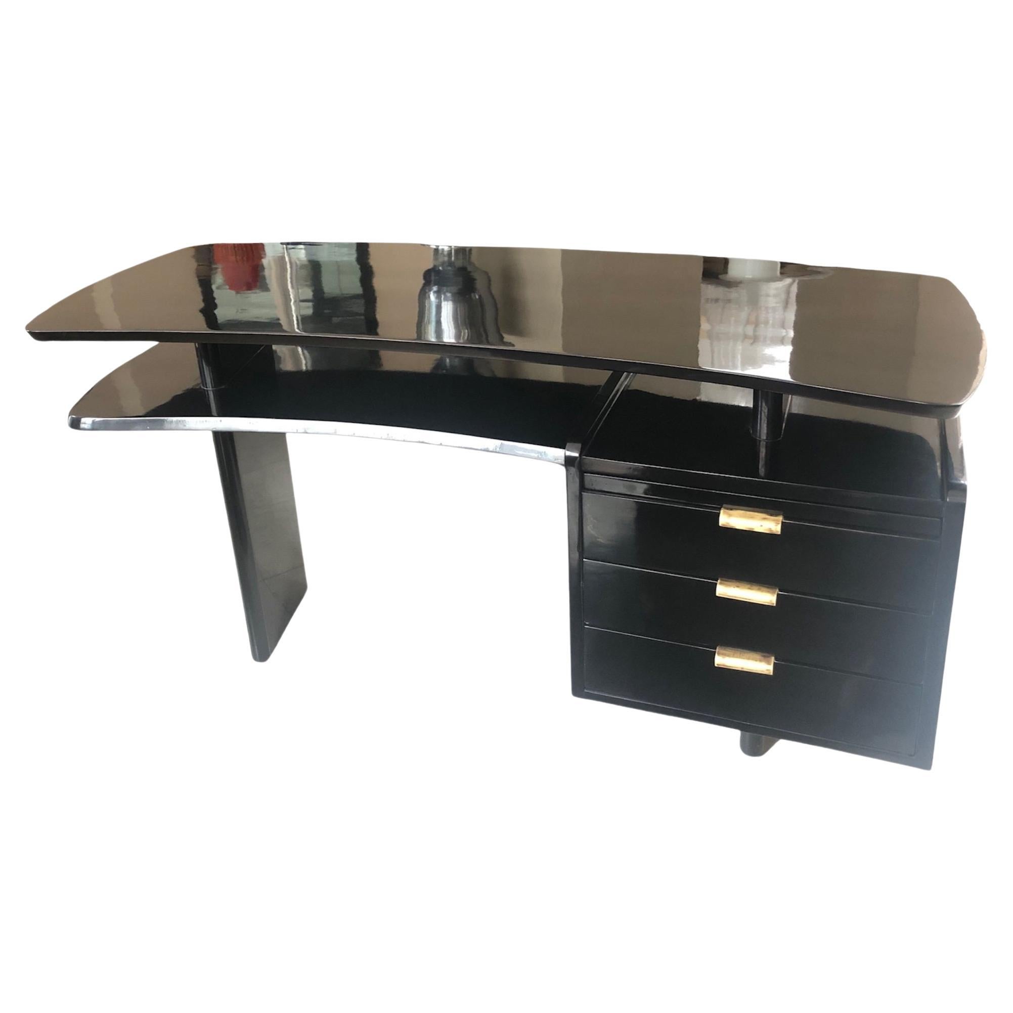 Desk Art Deco, 1940, Materials: Wood and Bronze, Made in France For Sale