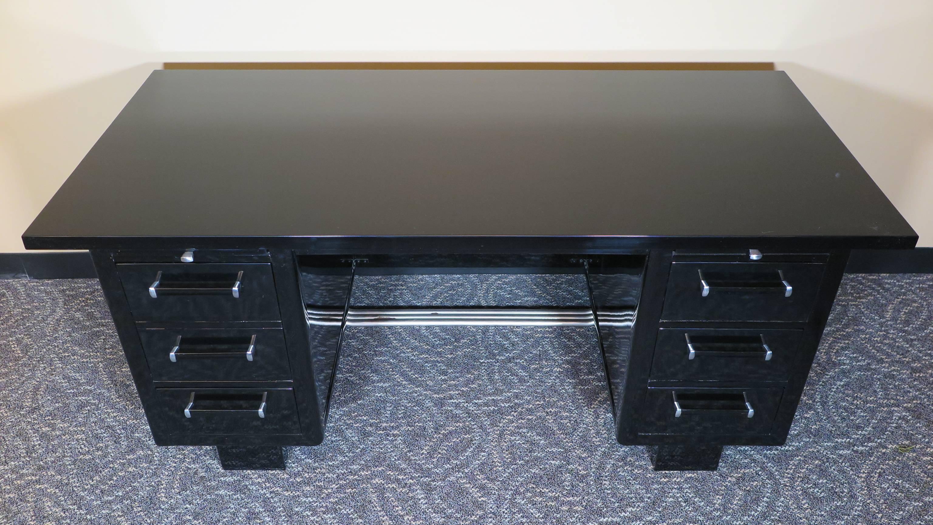 Desk Art Deco Black Lacquer 3
