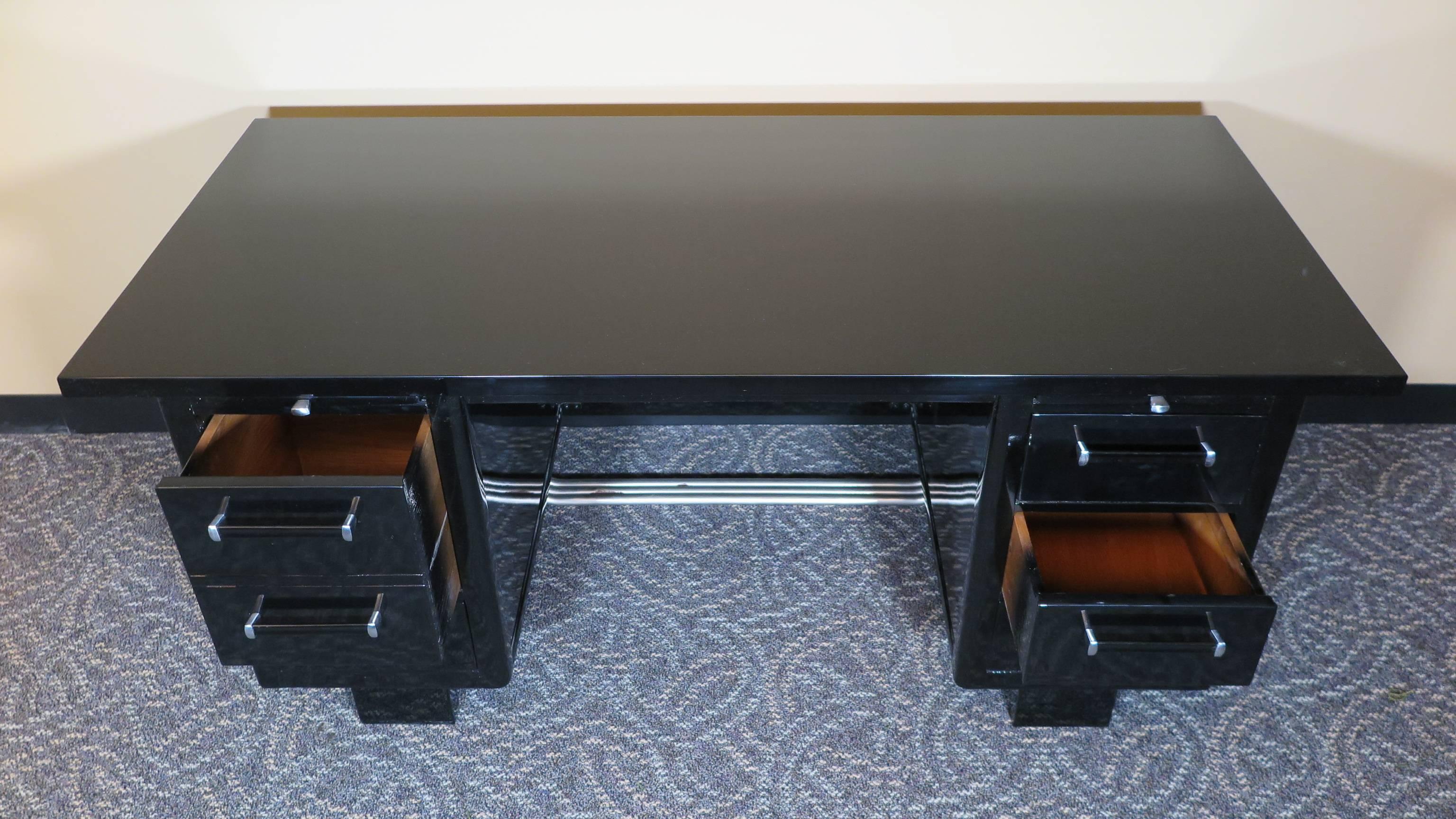 American Desk Art Deco Black Lacquer